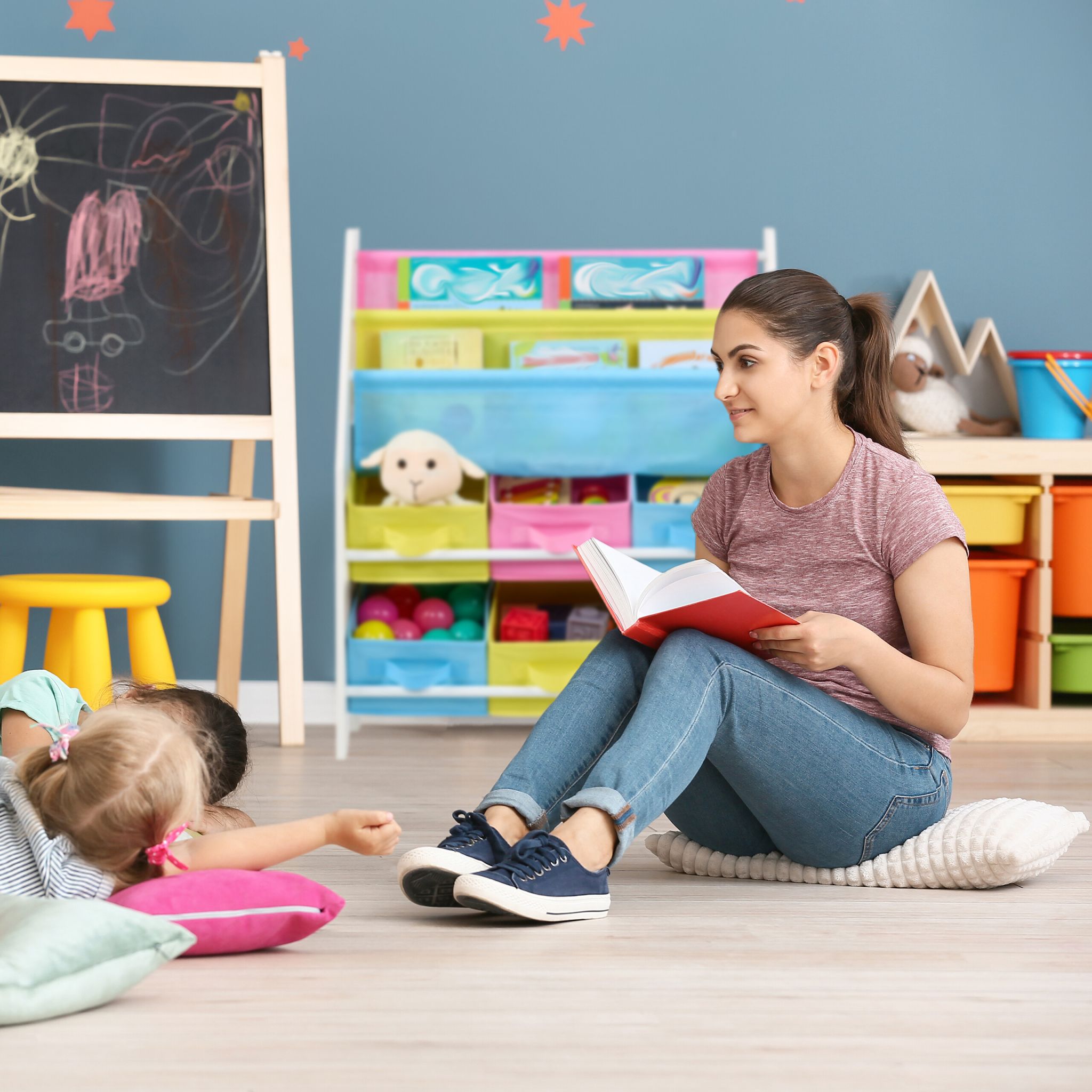 Kinderregal mit Boxen Weiss-Gelb-Rosa von Relaxdays