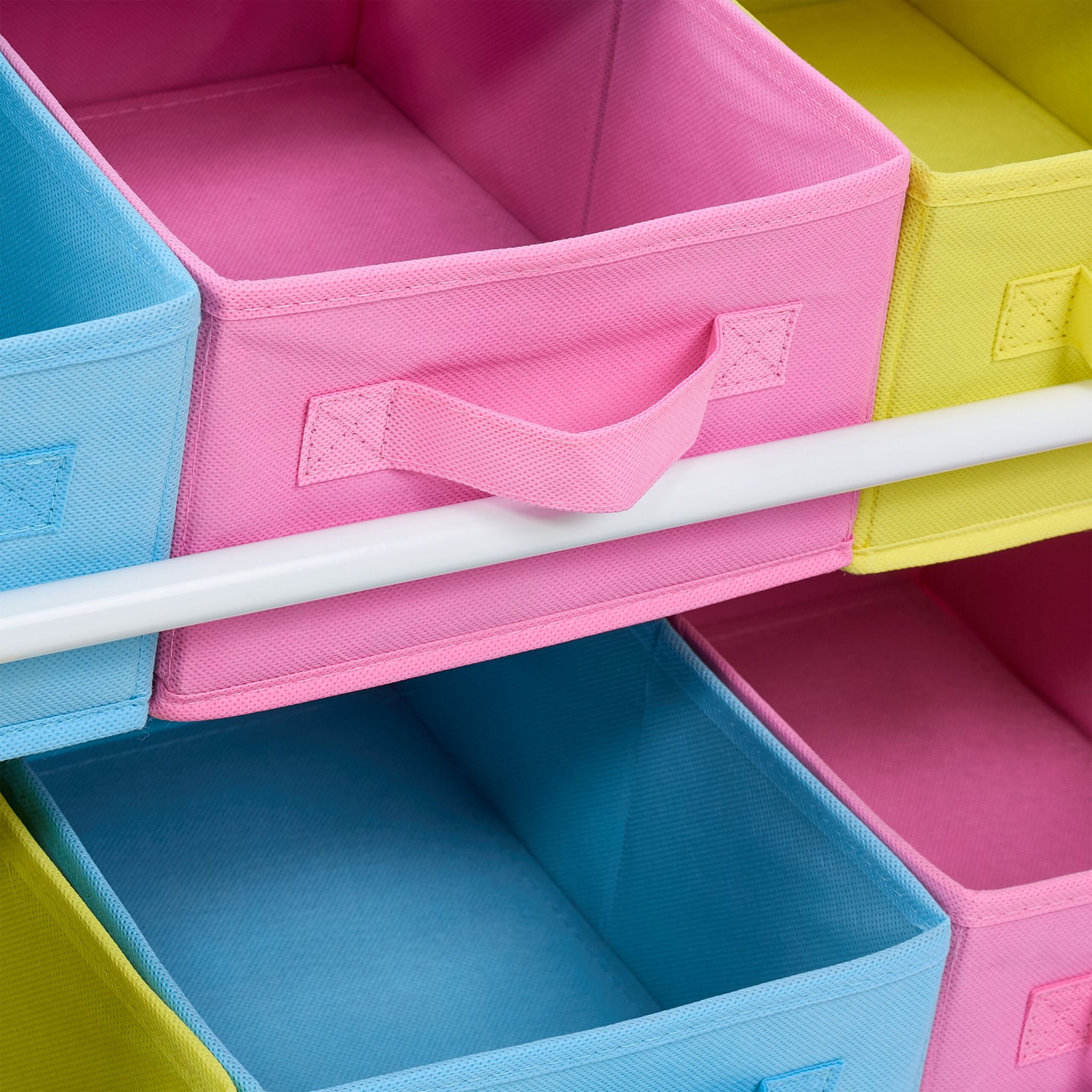 Kinderregal mit Boxen Weiss-Gelb-Rosa von Relaxdays