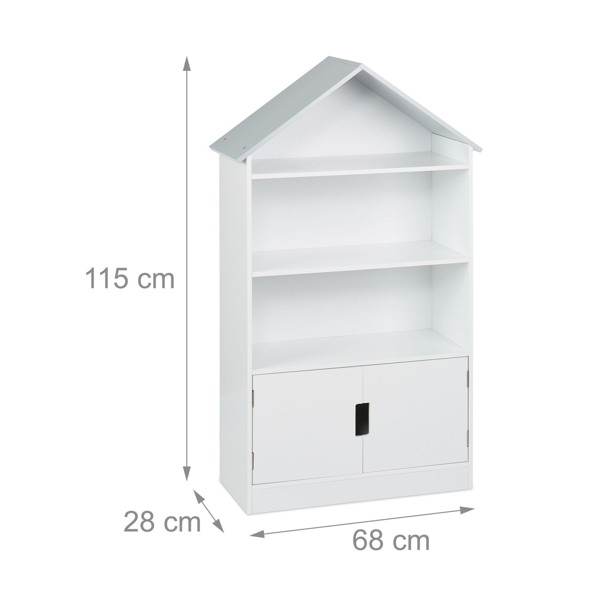 Kinderregal Hausform Weiss-Grau von Relaxdays