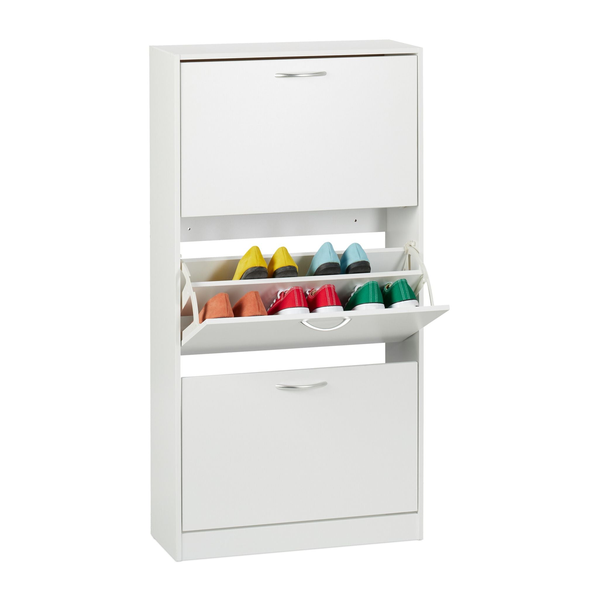 Schuhschrank Kipper Weiss-Silber von Relaxdays