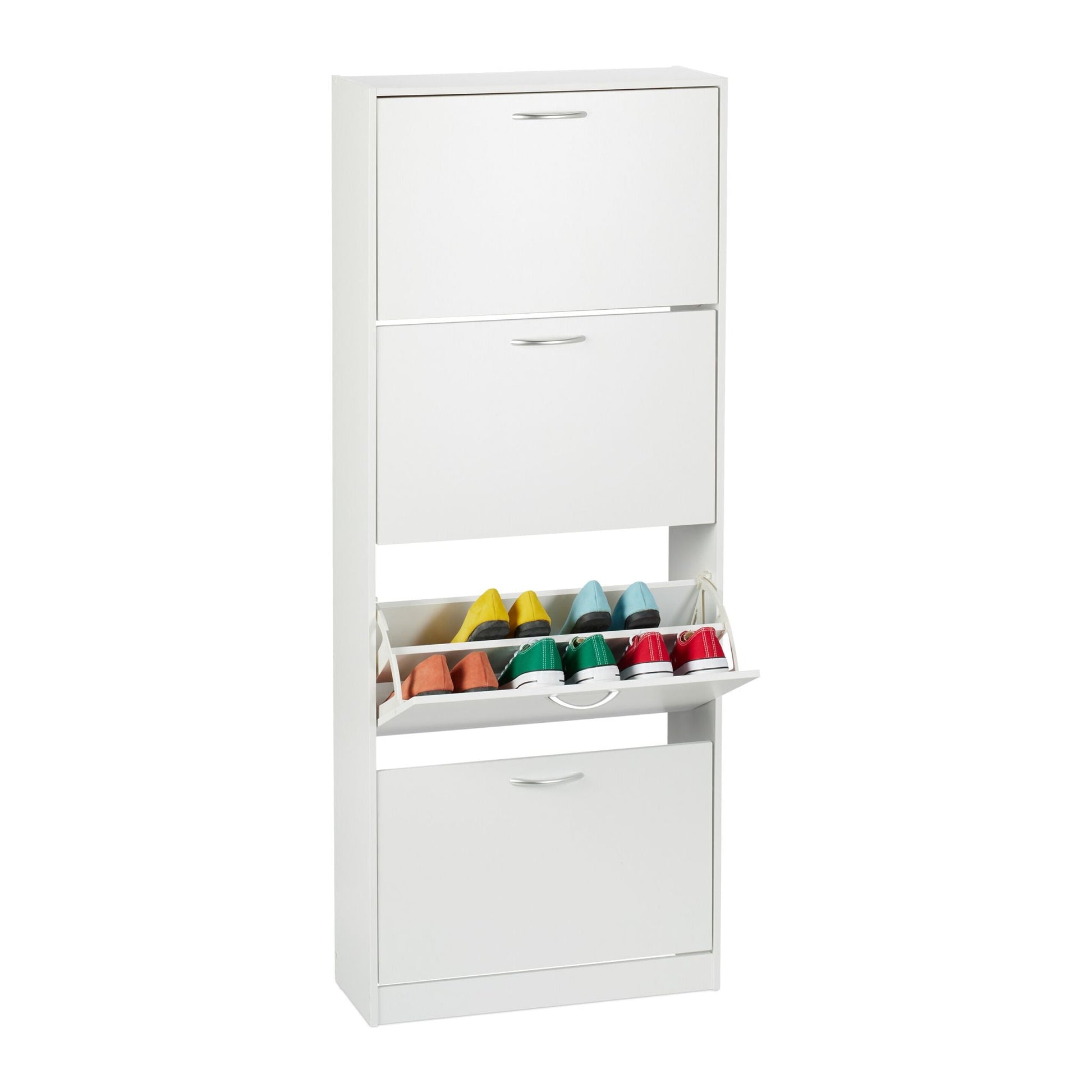 Schuhschrank Kipper Weiss-Silber von Relaxdays