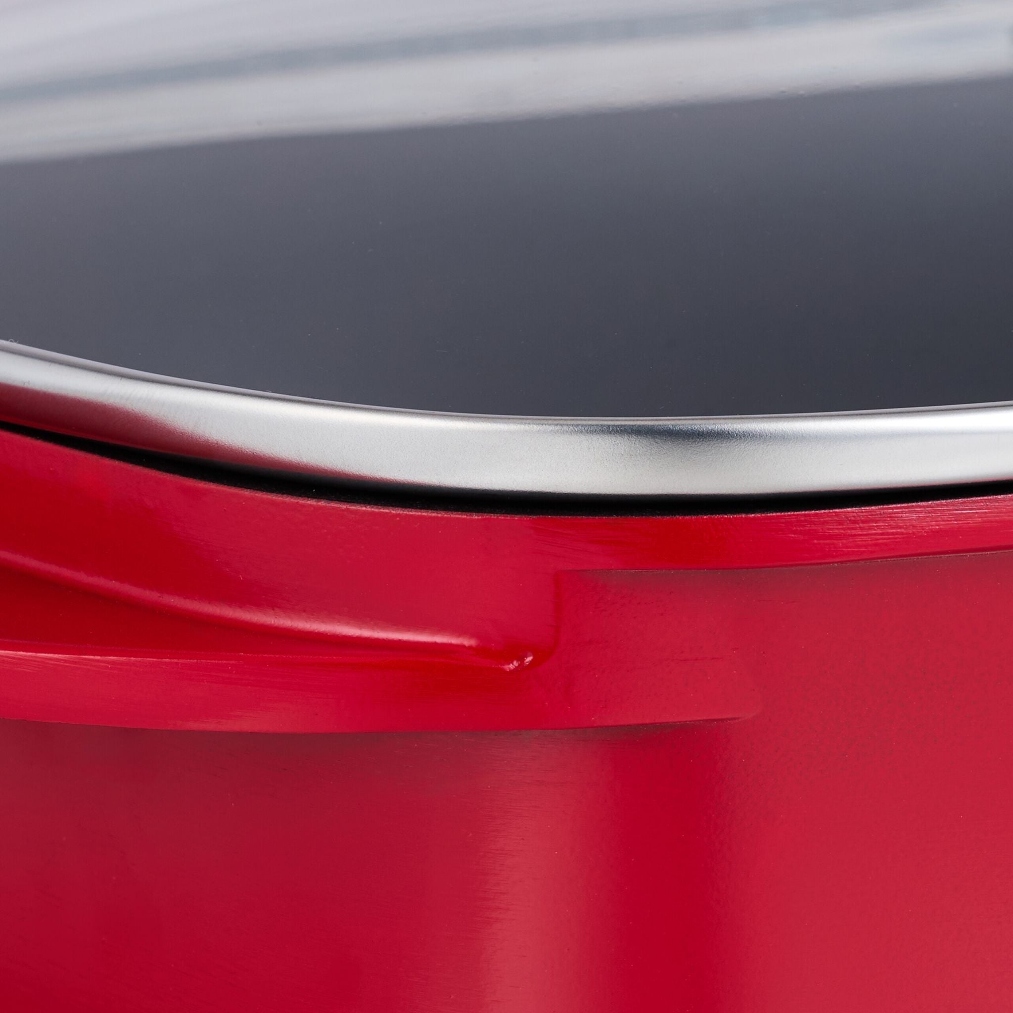 Bräter mit Deckel und Aromaknopf Rot-Silber-Transparent von Relaxdays
