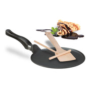 Crêpepfanne mit Zubehör Hellbraun-Schwarz von Relaxdays