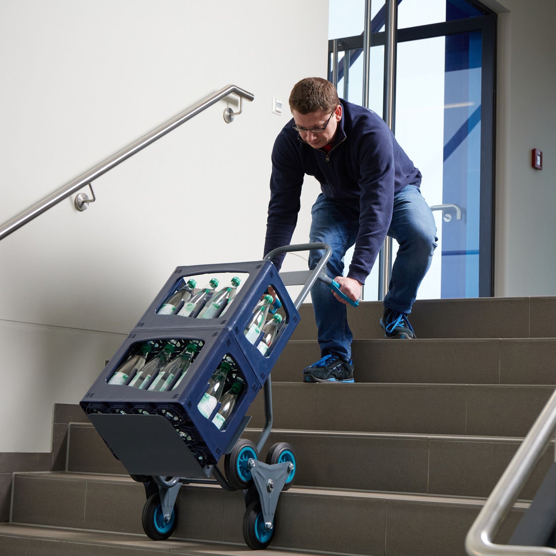 Treppensackkarre 200 kg Blau-Schwarz-Grau von Relaxdays