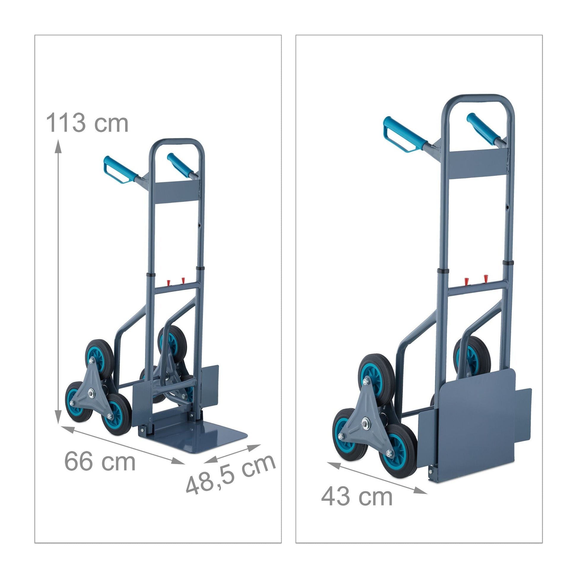 Treppensackkarre 200 kg Blau-Schwarz-Grau von Relaxdays