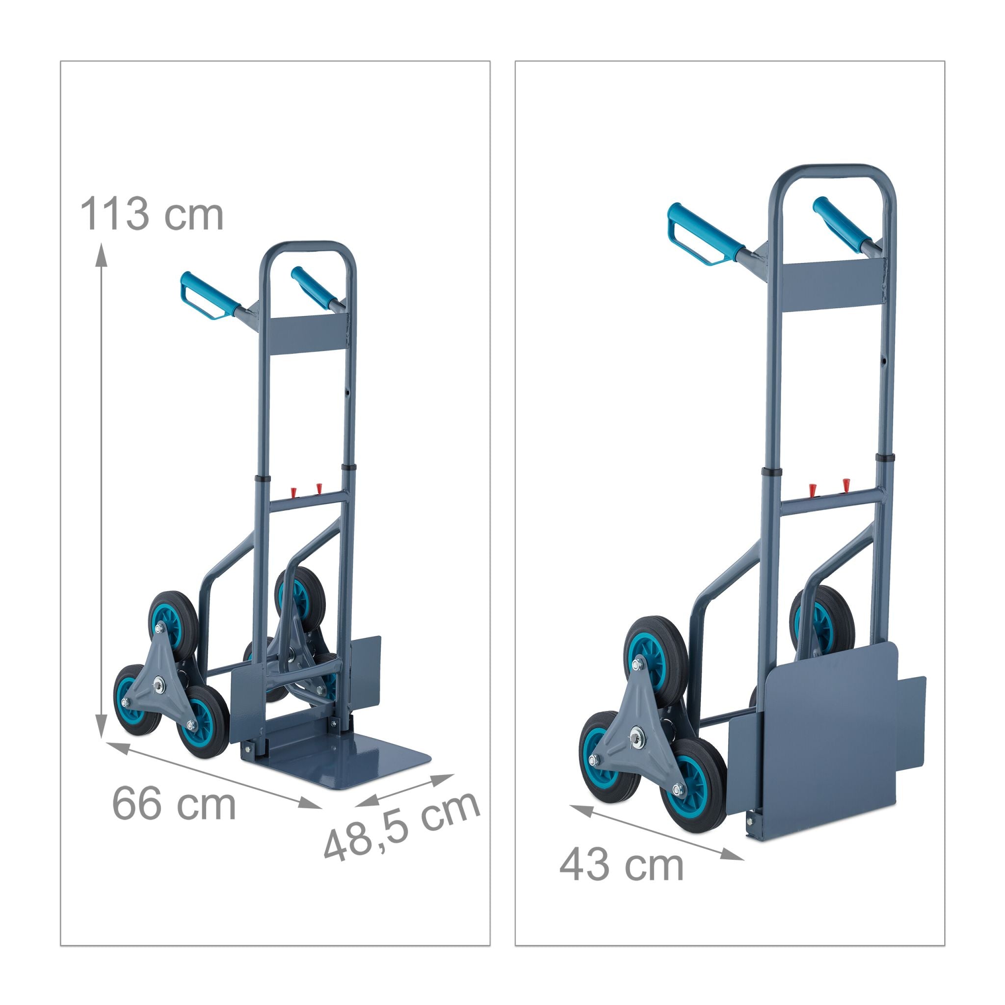 Treppensackkarre 200 kg Blau-Schwarz-Grau von Relaxdays