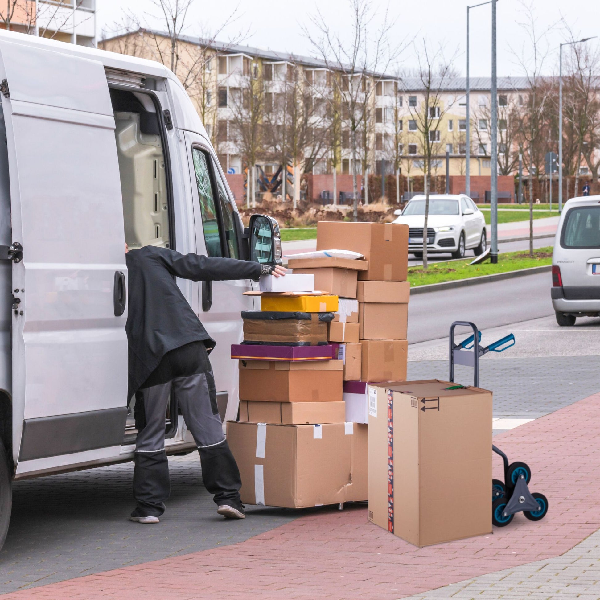 Treppensackkarre 200 kg Blau-Schwarz-Grau von Relaxdays