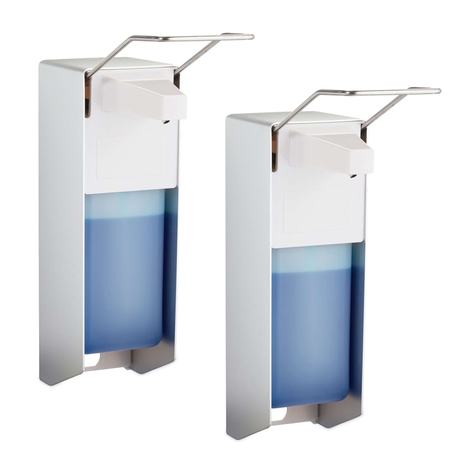 Desinfektionsspender 1000 ml 2er-Set Weiss-Silber von Relaxdays