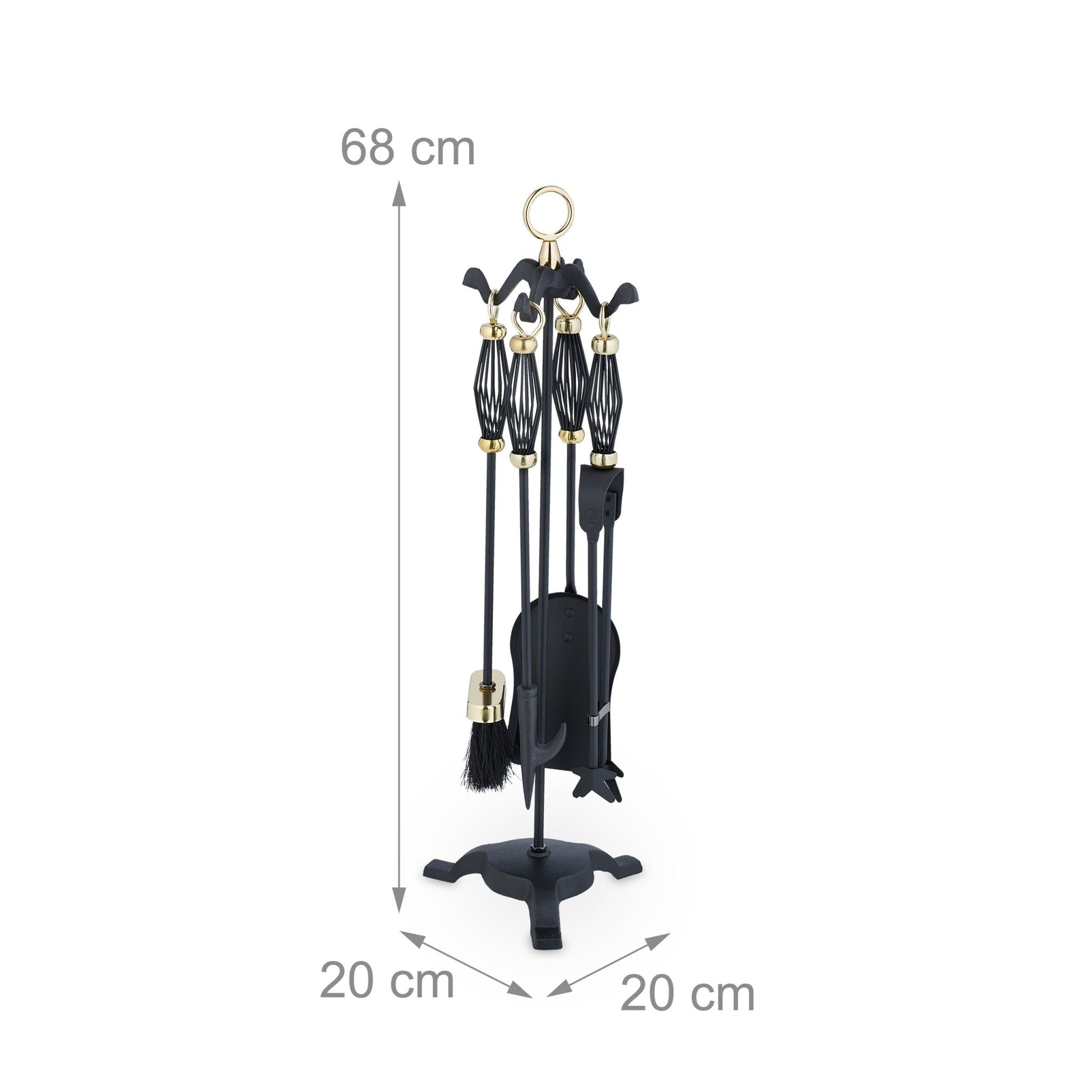 Kaminbesteck 5tlg. Gold-Schwarz von Relaxdays