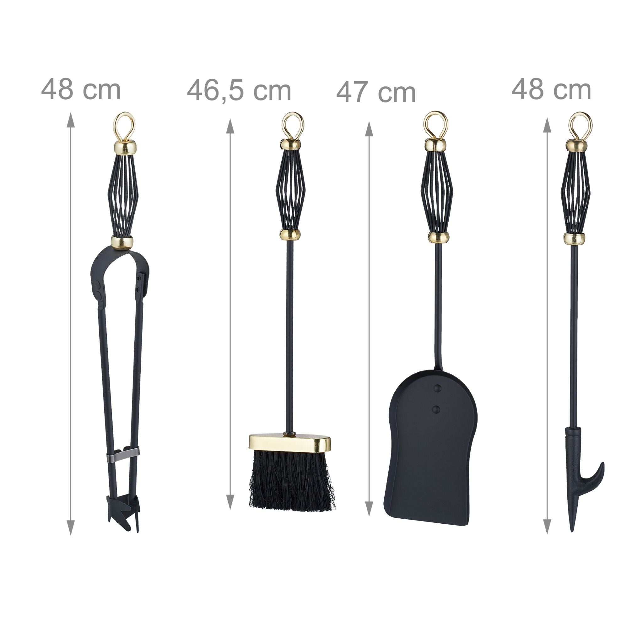 Kaminbesteck 5tlg. Gold-Schwarz von Relaxdays