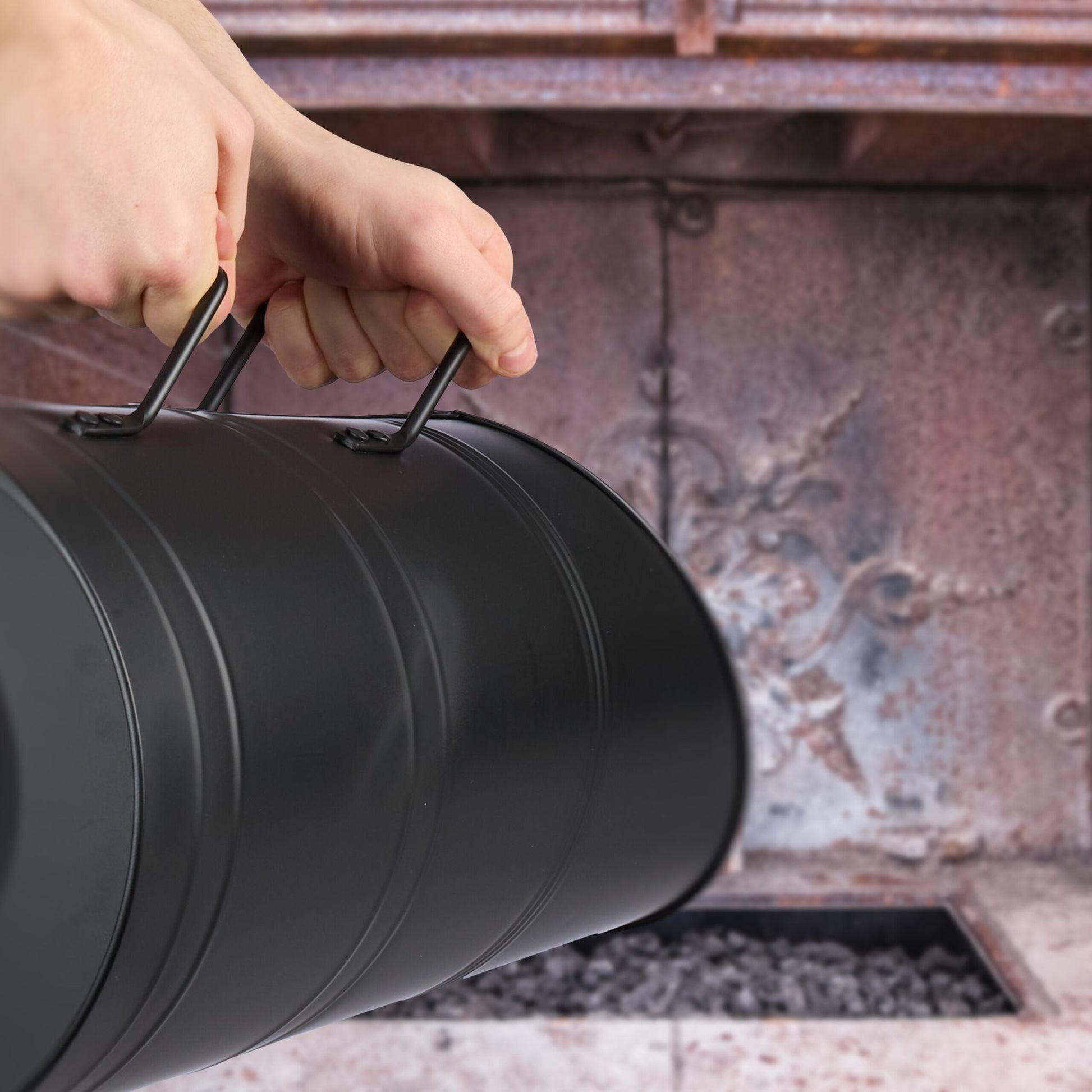 Kohlenschütte 12L Schwarz von Relaxdays