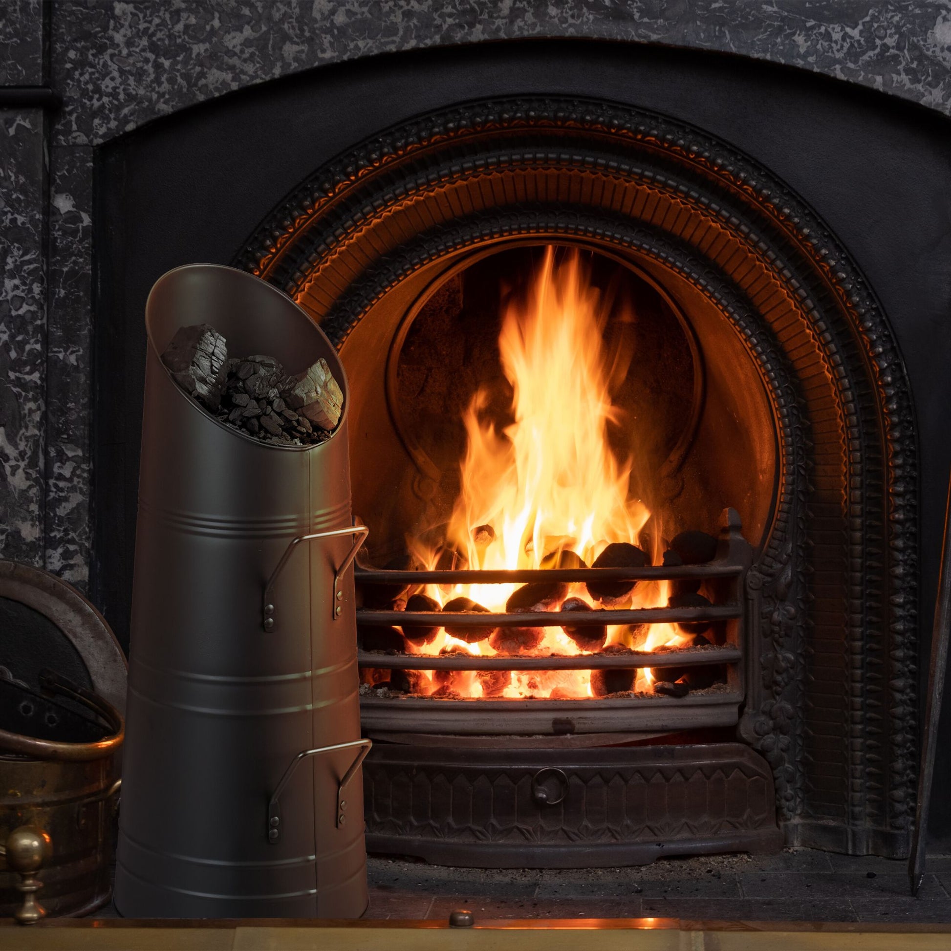 Kohlenschütte 12L Schwarz von Relaxdays