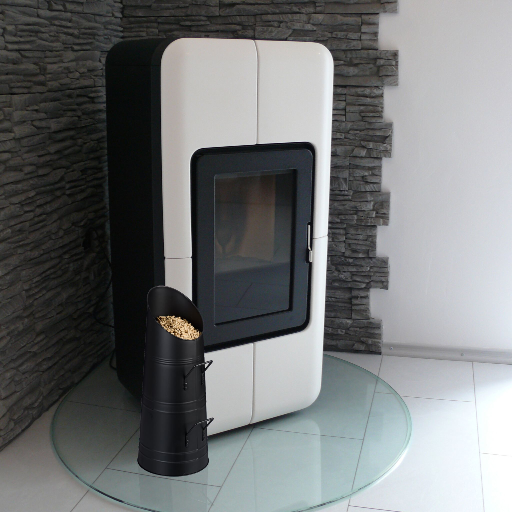 Kohlenschütte 12L Schwarz von Relaxdays