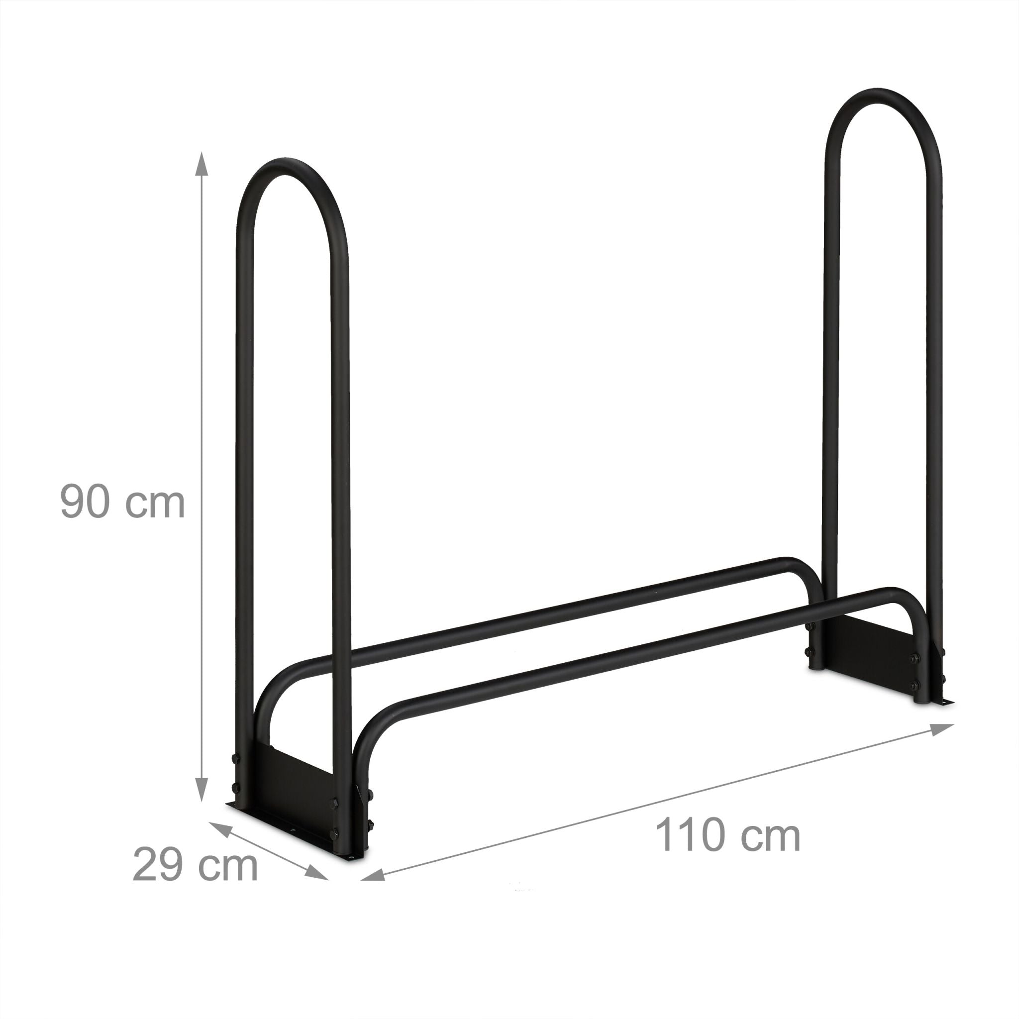 Kaminholzregal Metall 110cm Schwarz von Relaxdays
