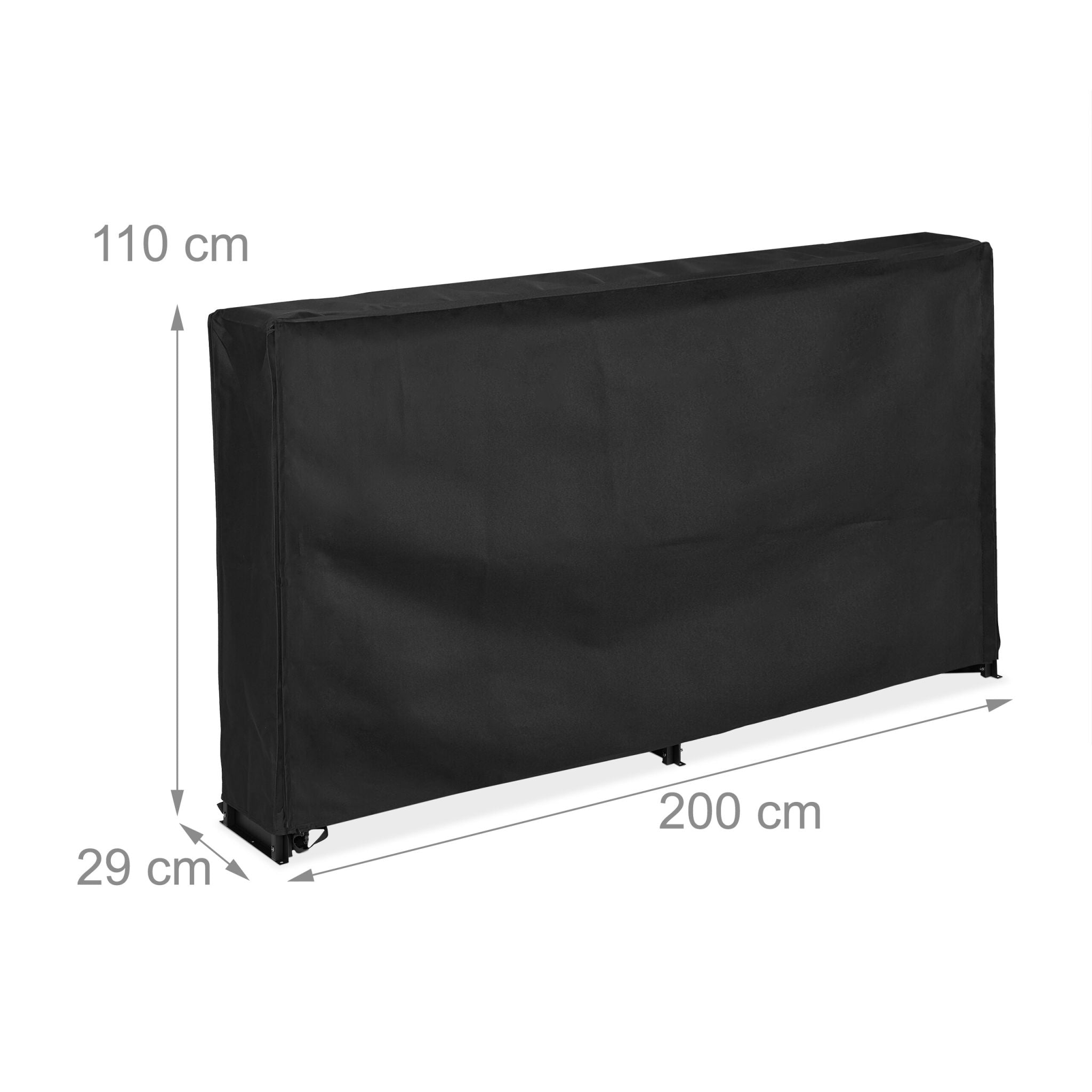 Kaminholzregal mit Abdeckung Schwarz von Relaxdays