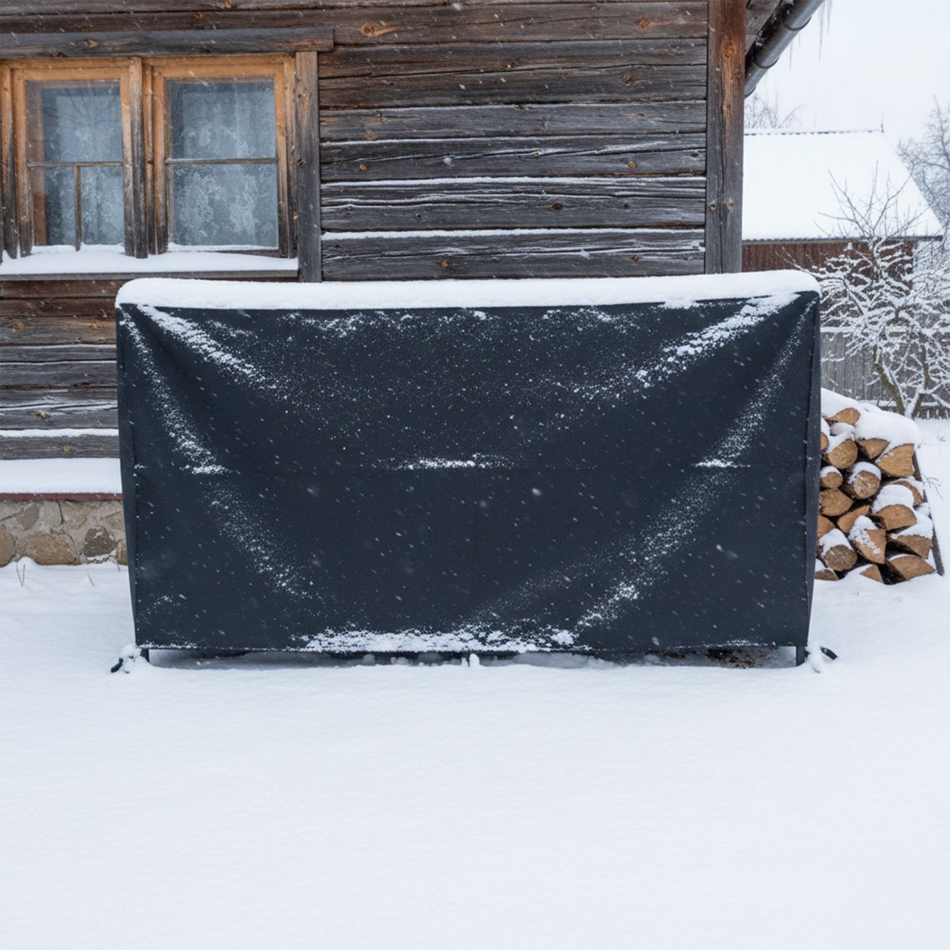 Kaminholzregal mit Abdeckung Schwarz von Relaxdays