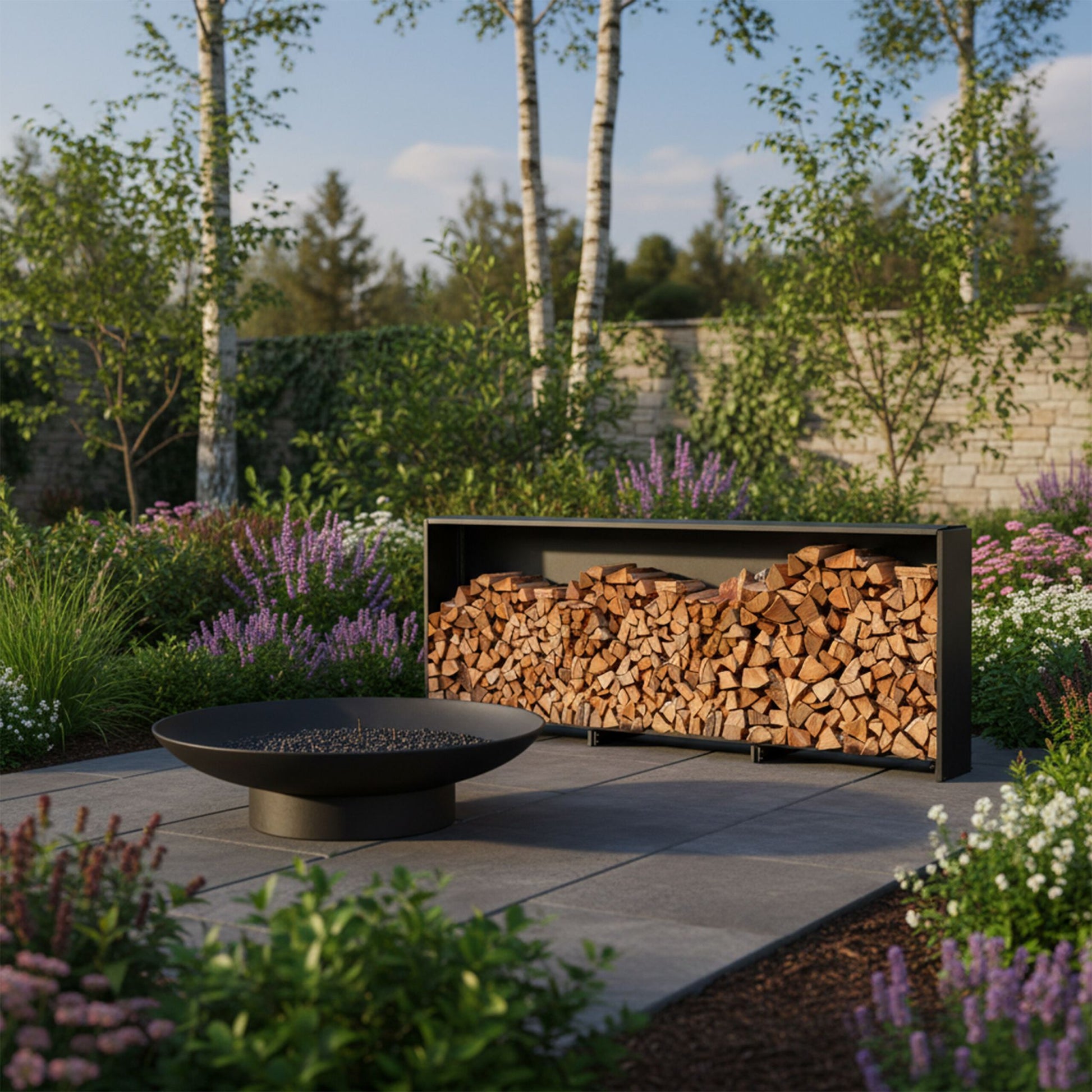 Kaminholzregal mit Abdeckung Schwarz von Relaxdays