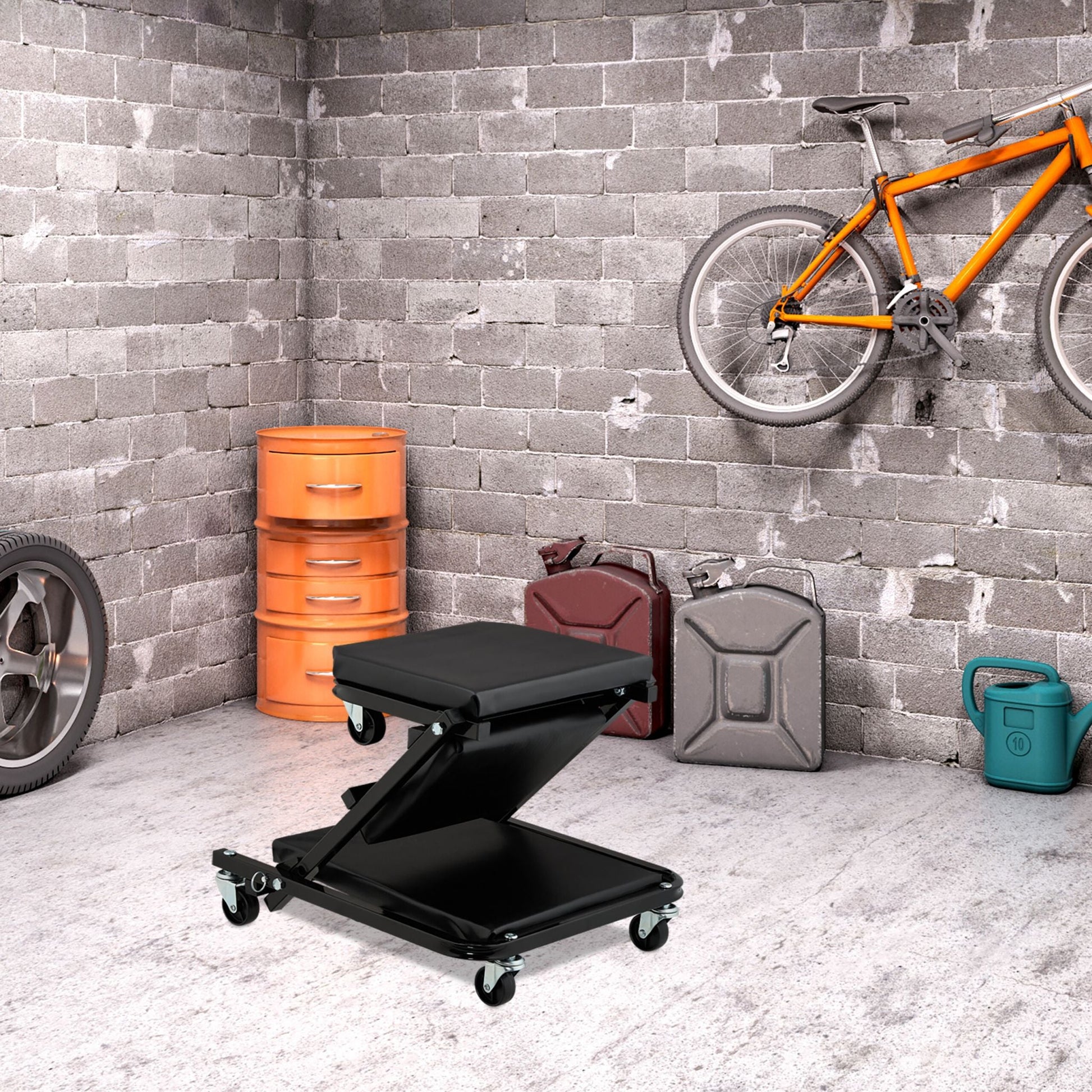 Rollbrett Werkstatt Schwarz-Silber von Relaxdays