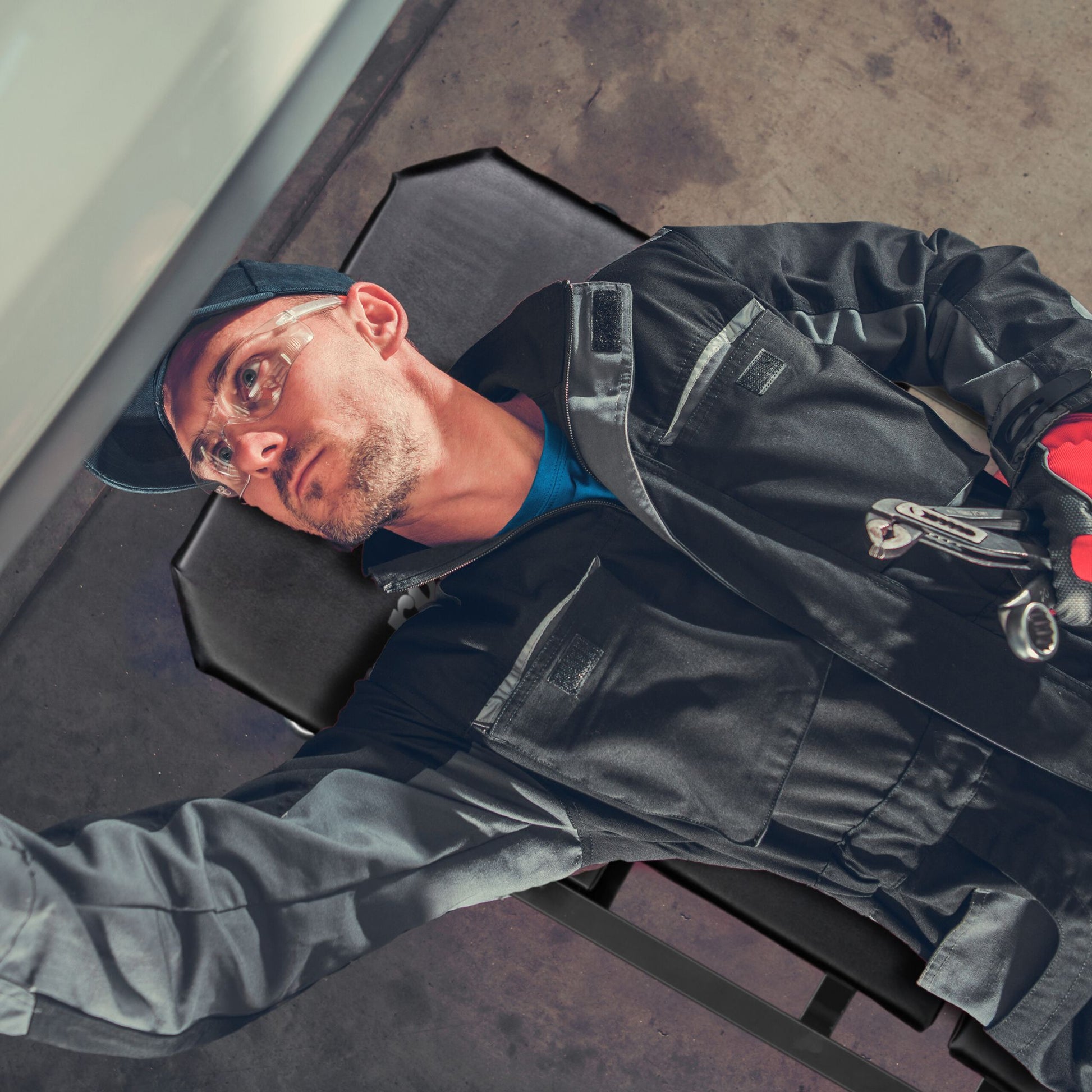 Rollbrett Werkstatt Schwarz-Silber von Relaxdays