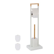 WC Garnitur Bambus & Edelstahl Weiss-Hellbraun von Relaxdays