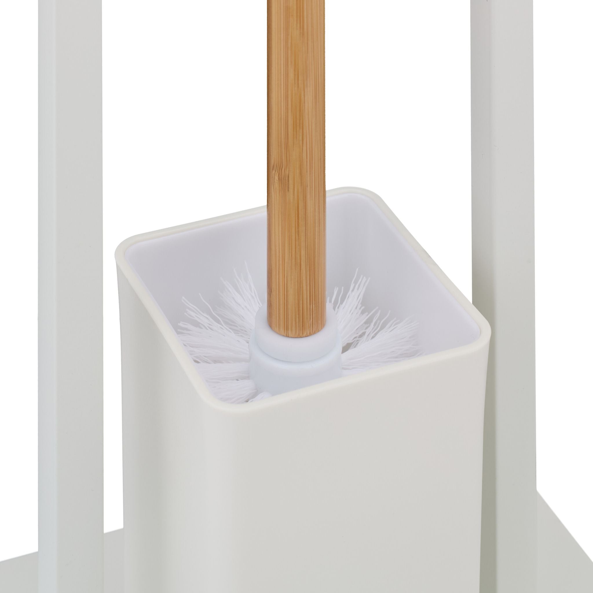 WC Garnitur Bambus & Edelstahl Weiss-Hellbraun von Relaxdays