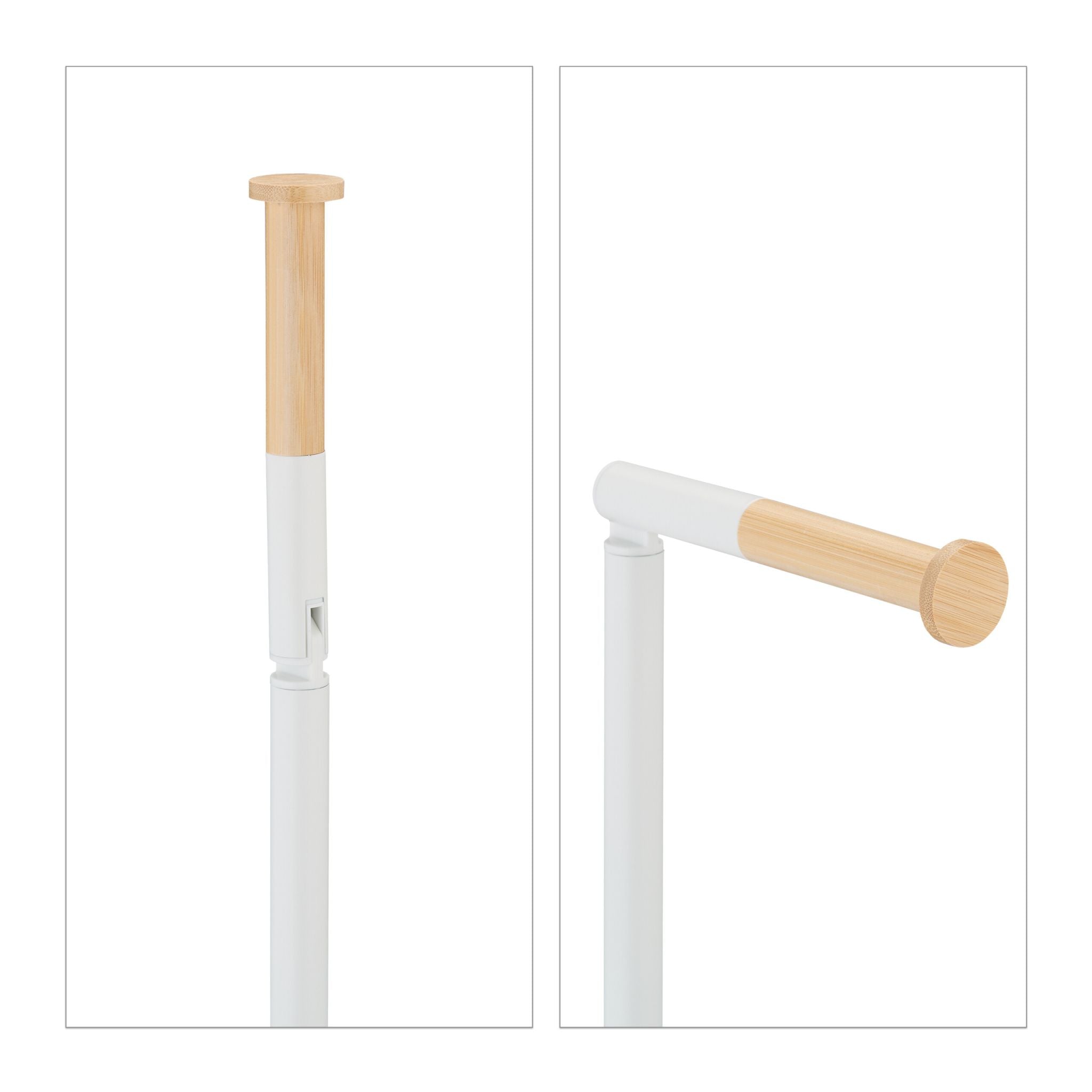 WC Garnitur Bambus & Edelstahl Weiss-Hellbraun von Relaxdays