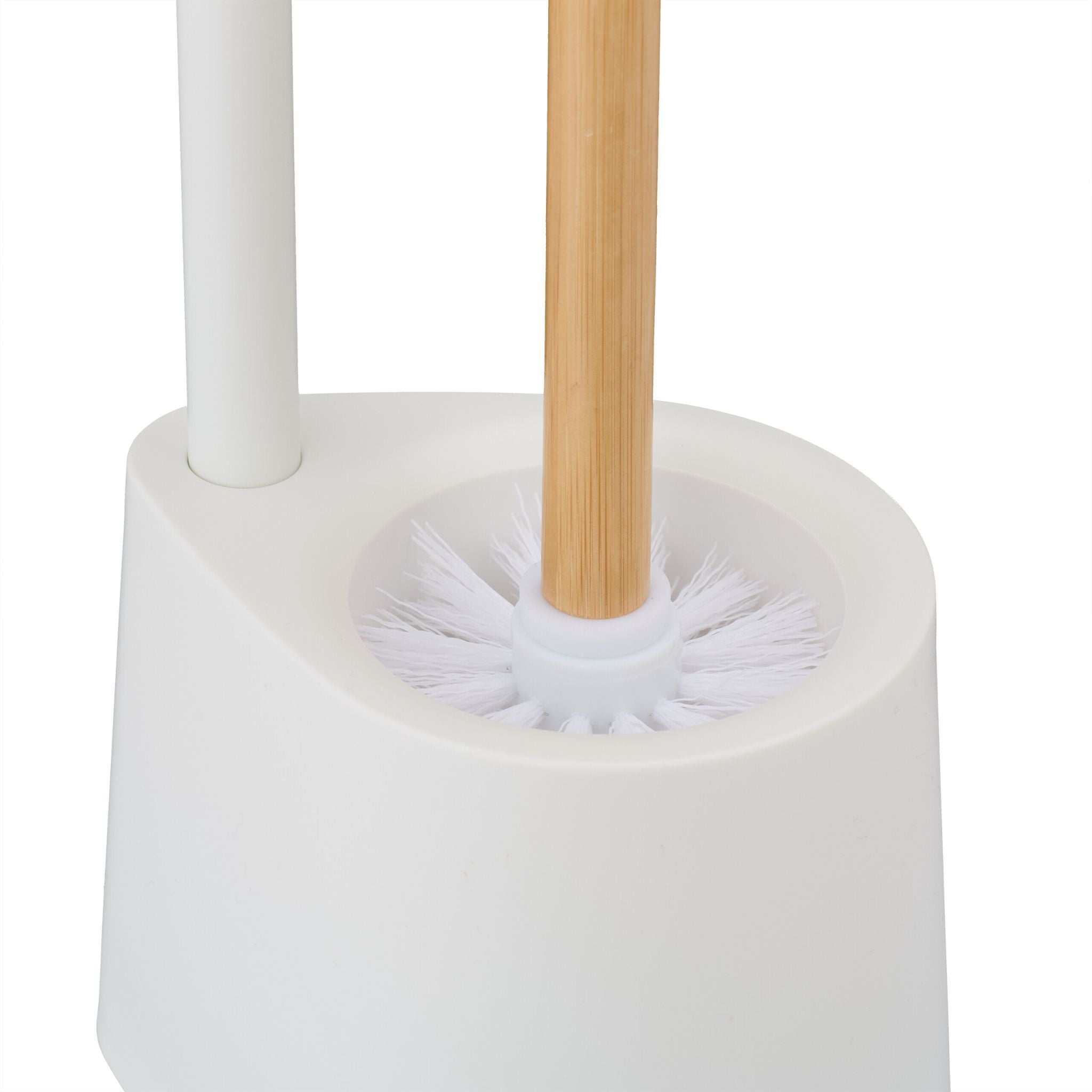 WC Garnitur Bambus & Edelstahl Weiss-Hellbraun von Relaxdays