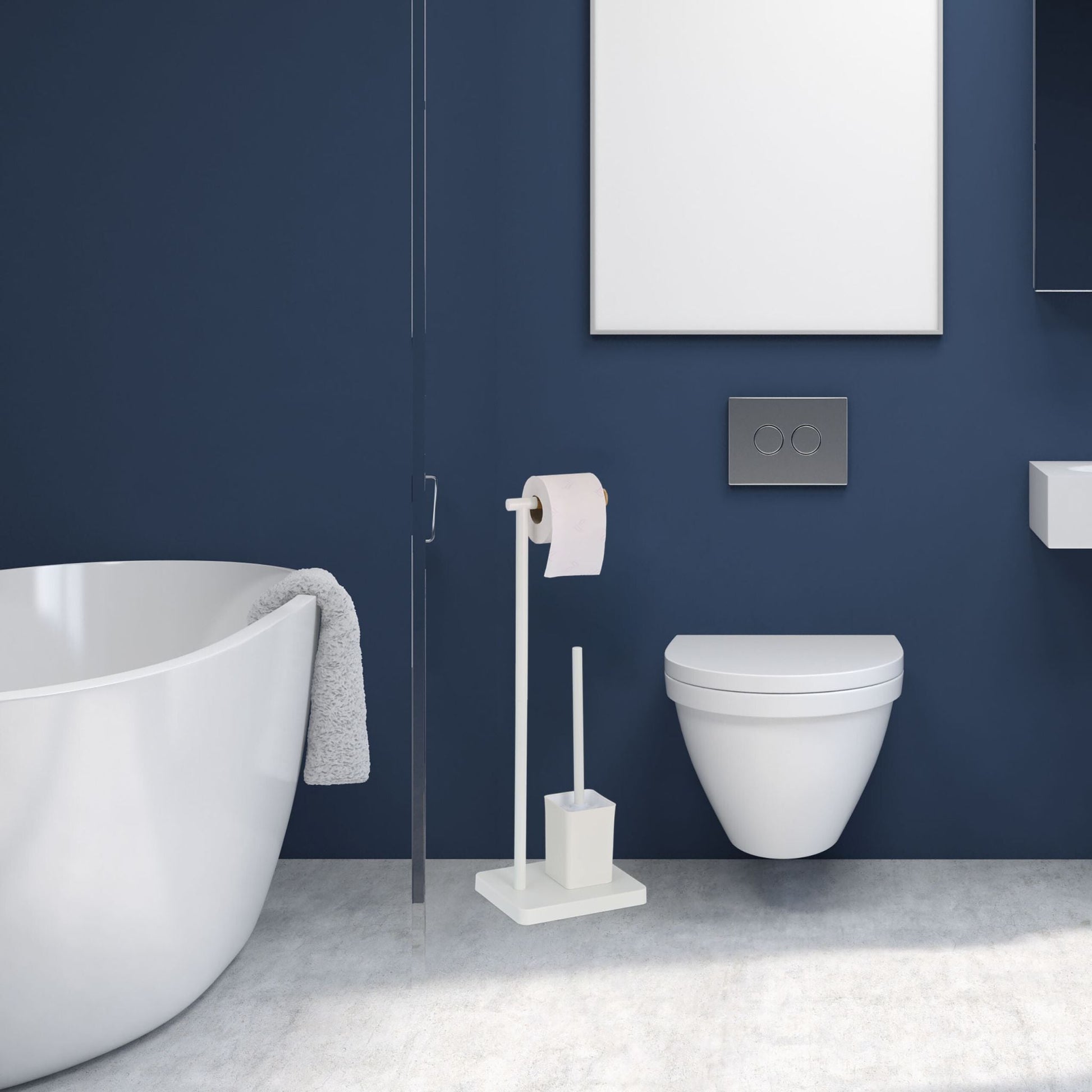 WC Garnitur mit 2 Ersatz-Bürstenköpfen Weiss-Hellbraun von Relaxdays