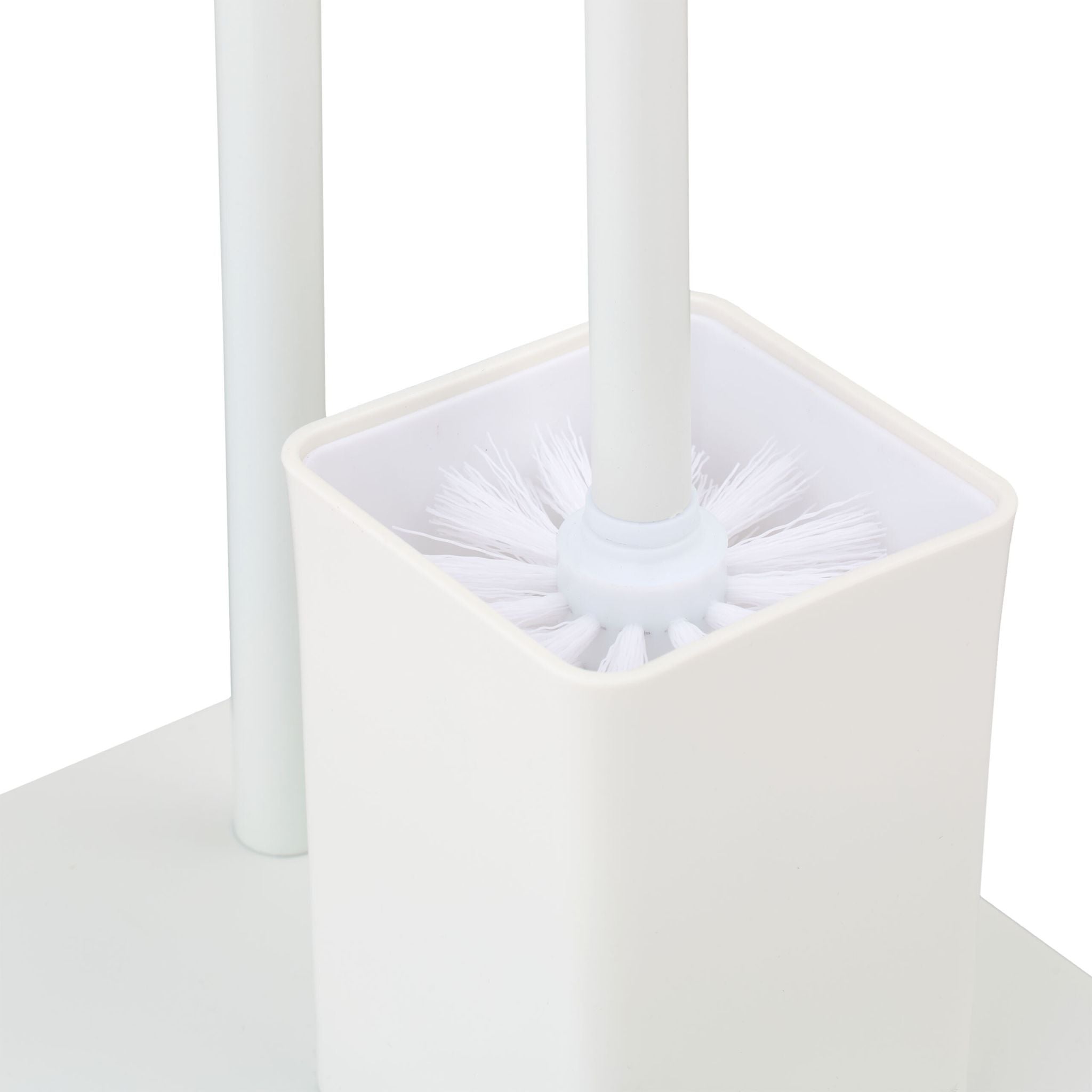 WC Garnitur mit 2 Ersatz-Bürstenköpfen Weiss-Hellbraun von Relaxdays