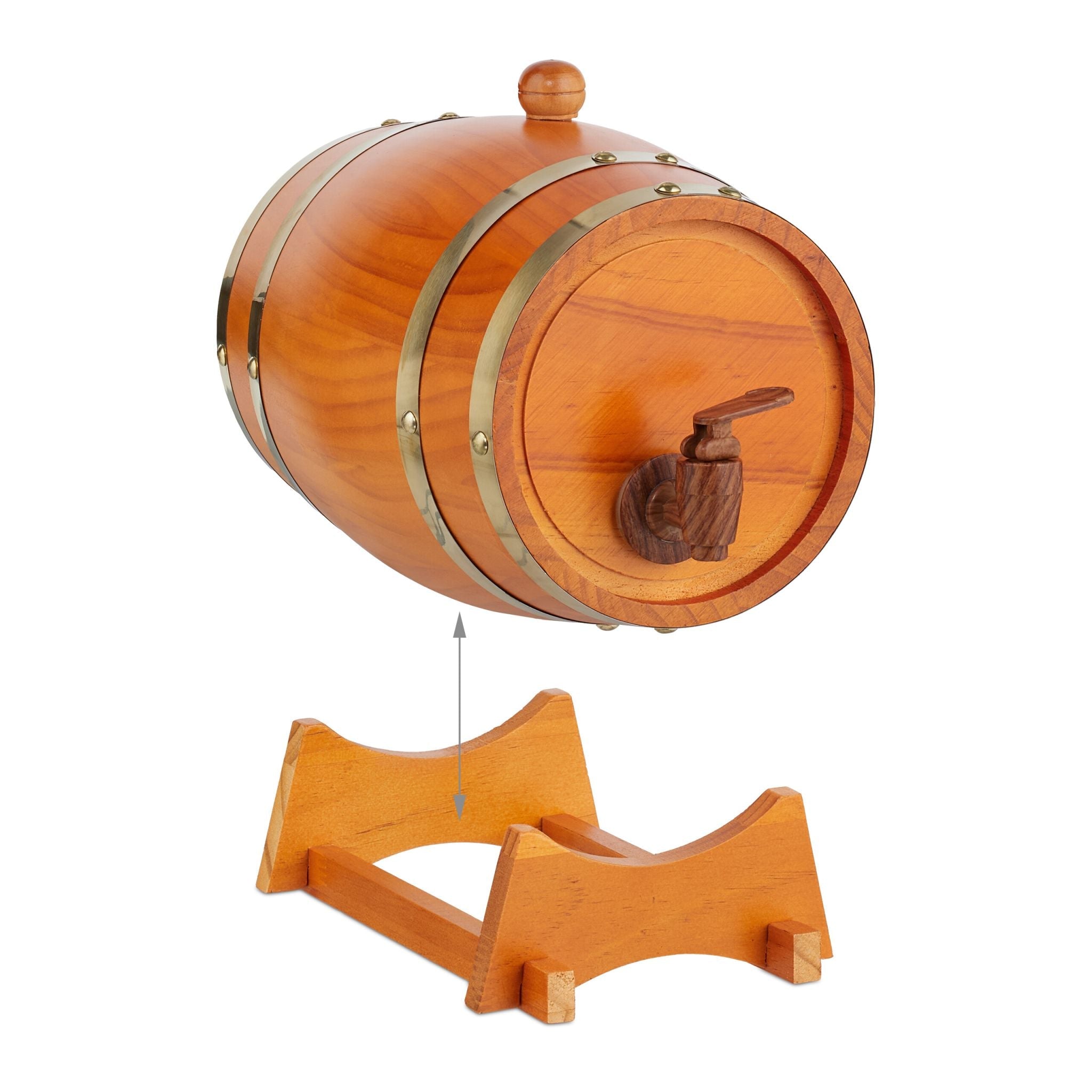 Kleines Holzfass 2,2L Braun-Gold-Hellbraun von Relaxdays