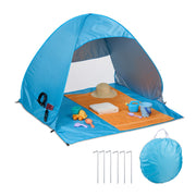 Strandmuschel Pop up Weiss-Hellblau-Schwarz von Relaxdays