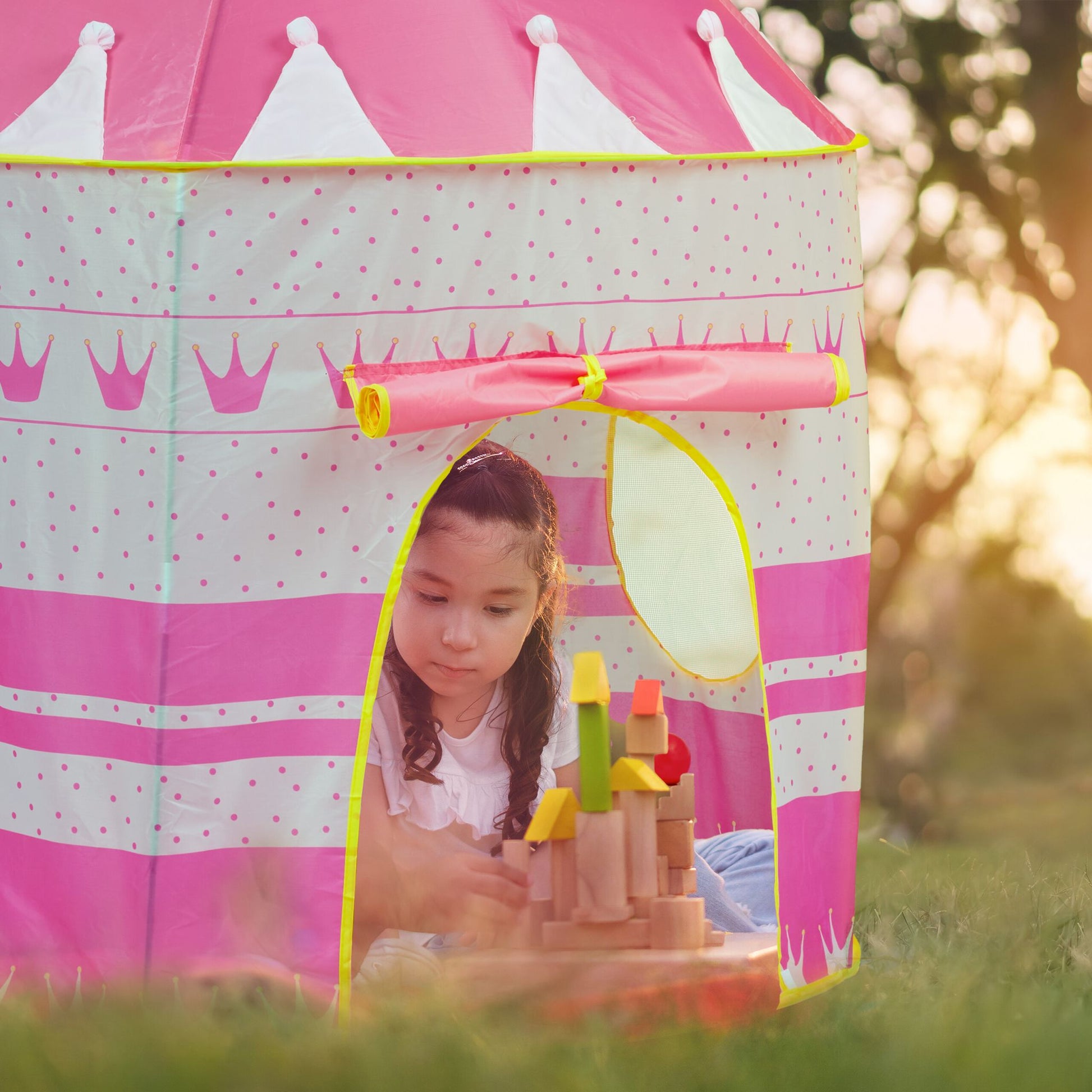 Spielzelt Prinzessin Gelb-Pink-Rosa von guteszeug.ch