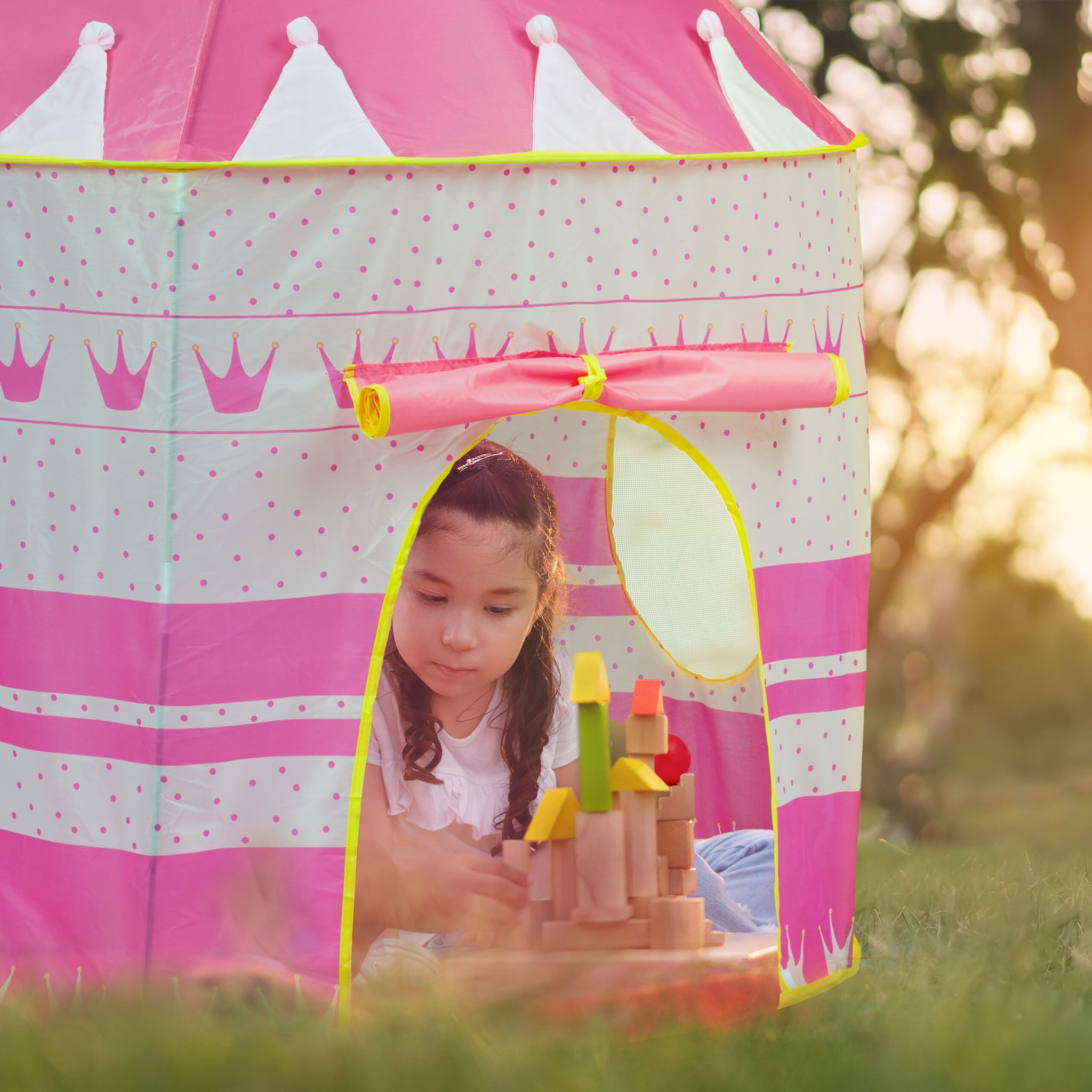 Spielzelt Prinzessin Gelb-Pink-Rosa von guteszeug.ch