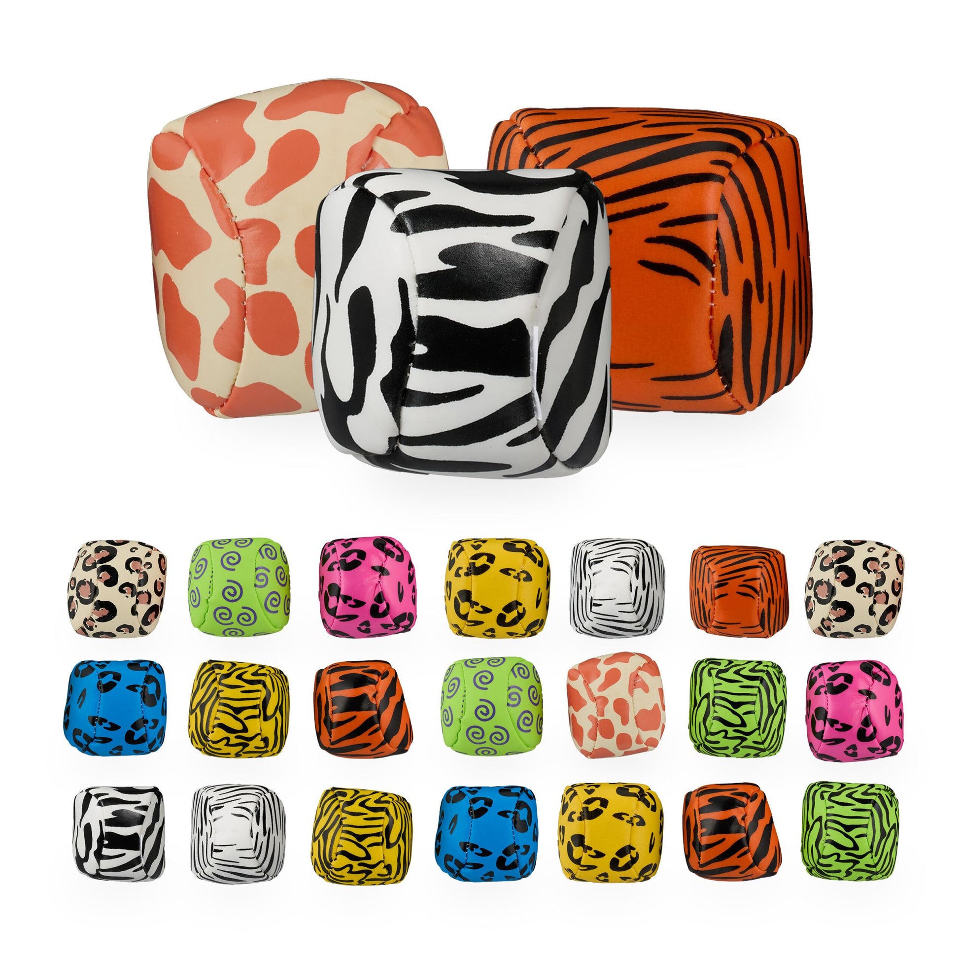Jonglierbälle mit Tierprints 24er-Set Gelb-Grün-Orange von Relaxdays