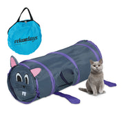 Pop-Up Katzentunnel mit Mausdesign Lila-Grau von Relaxdays