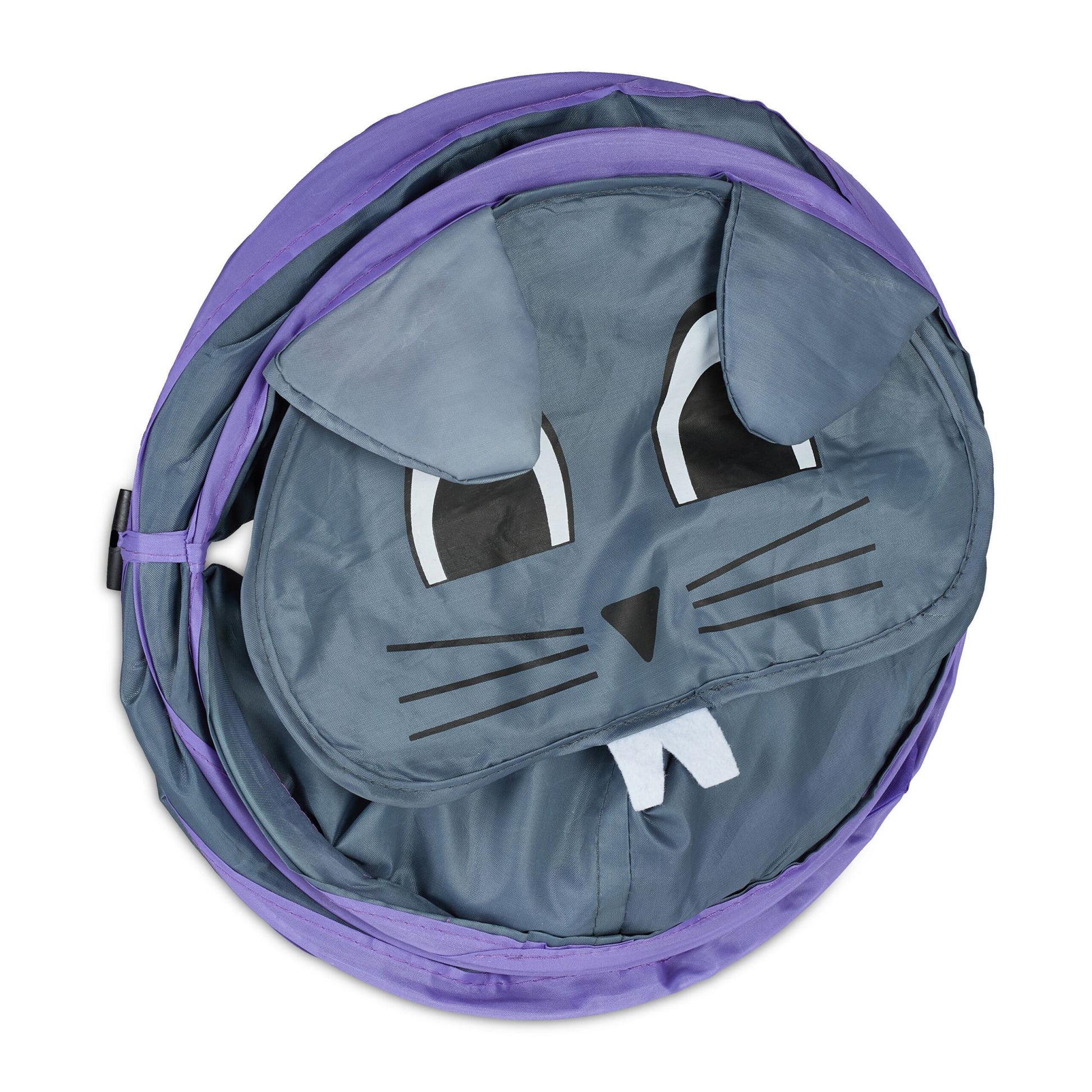 Pop-Up Katzentunnel mit Mausdesign Lila-Grau von Relaxdays