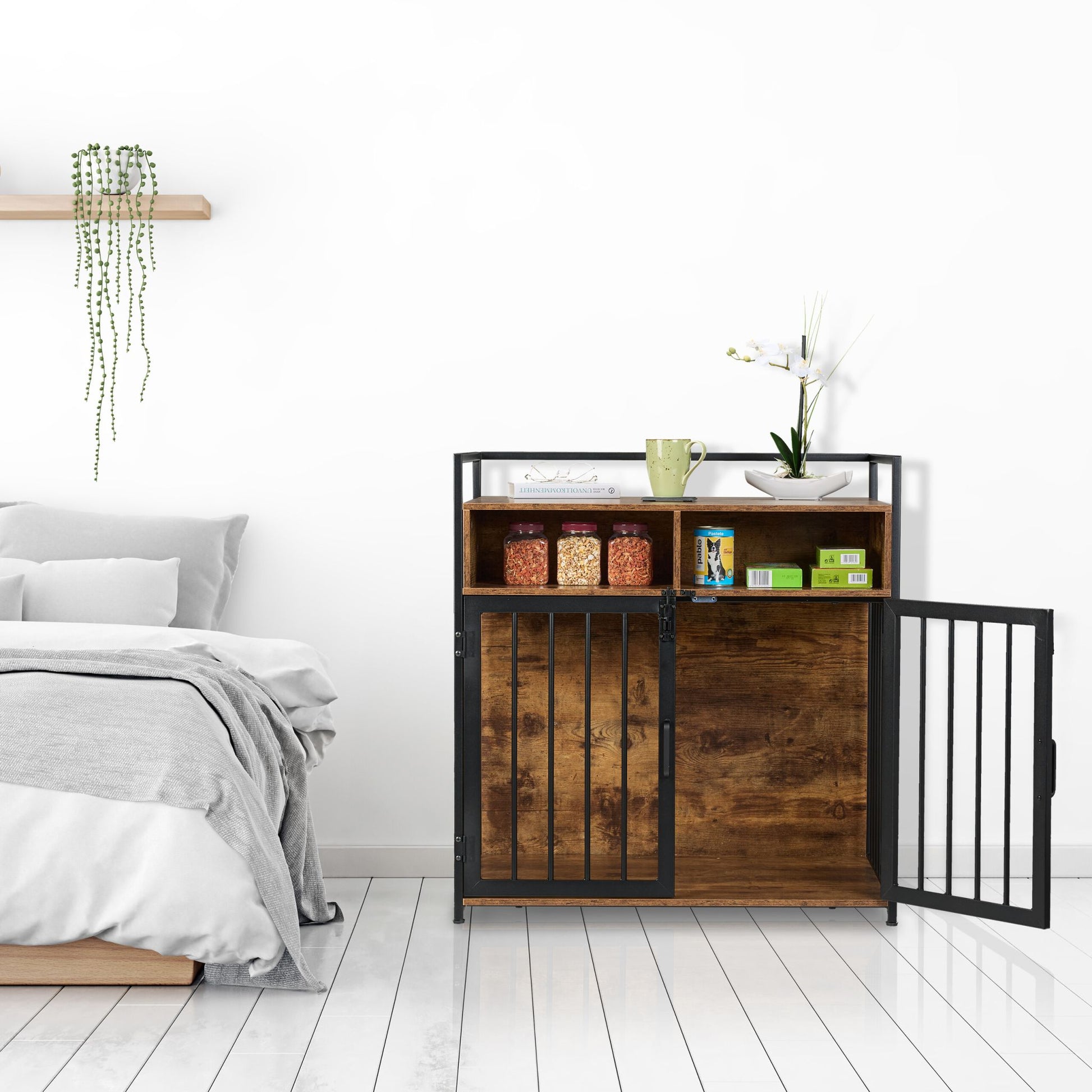 Hundekäfig Möbelstil Braun-Schwarz von Relaxdays