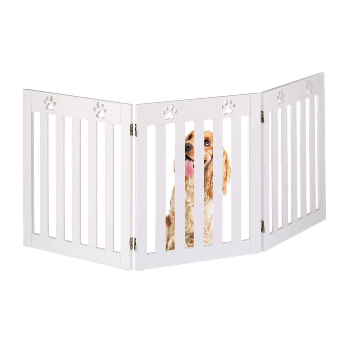 Hundeabsperrgitter Pfoten 3tlg. Weiss von Relaxdays