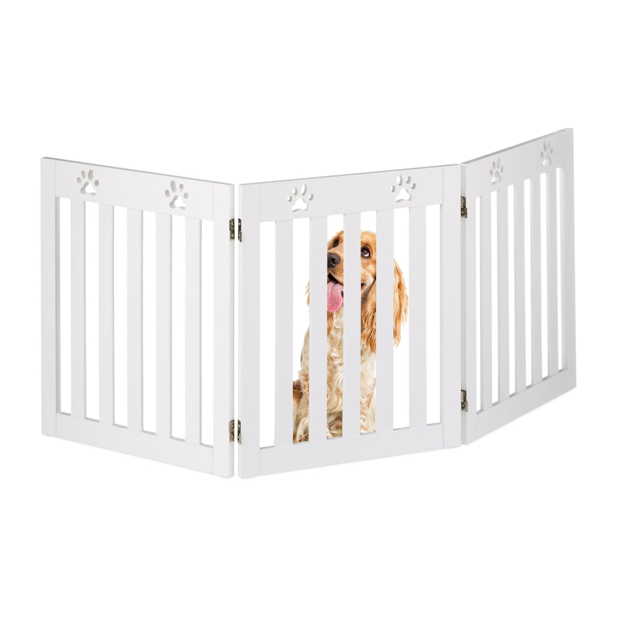 Hundeabsperrgitter Pfoten 3tlg. Weiss von Relaxdays