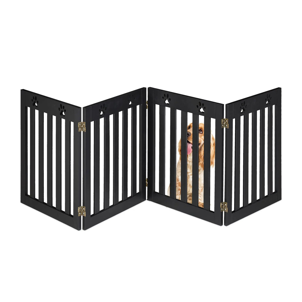 Hundeabsperrgitter Pfoten 4tlg. Schwarz von Relaxdays