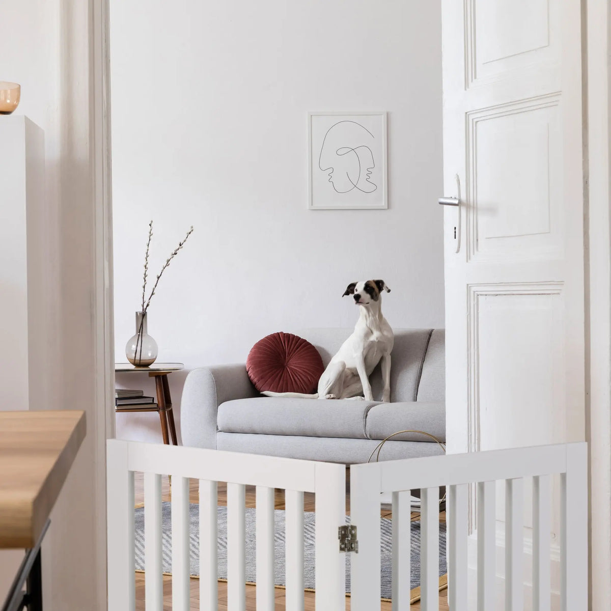 Freistehendes Hundeabsperrgitter Weiss von Relaxdays