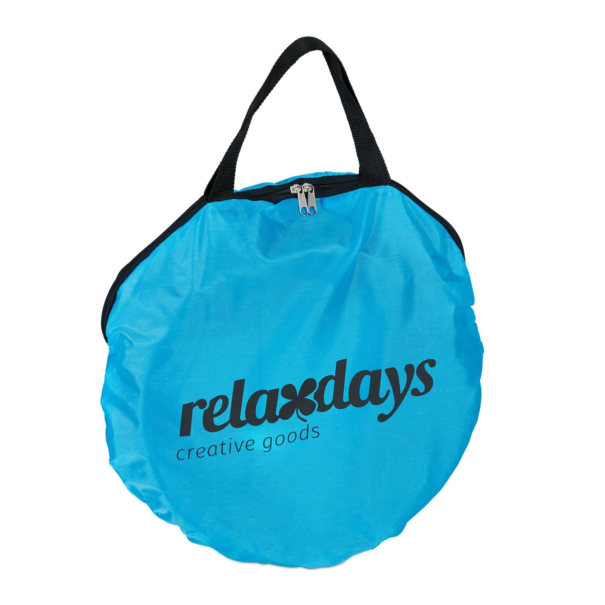 Faltbarer Katzentunnel mit Spielzeug Hellblau-Rot-Grau von Relaxdays
