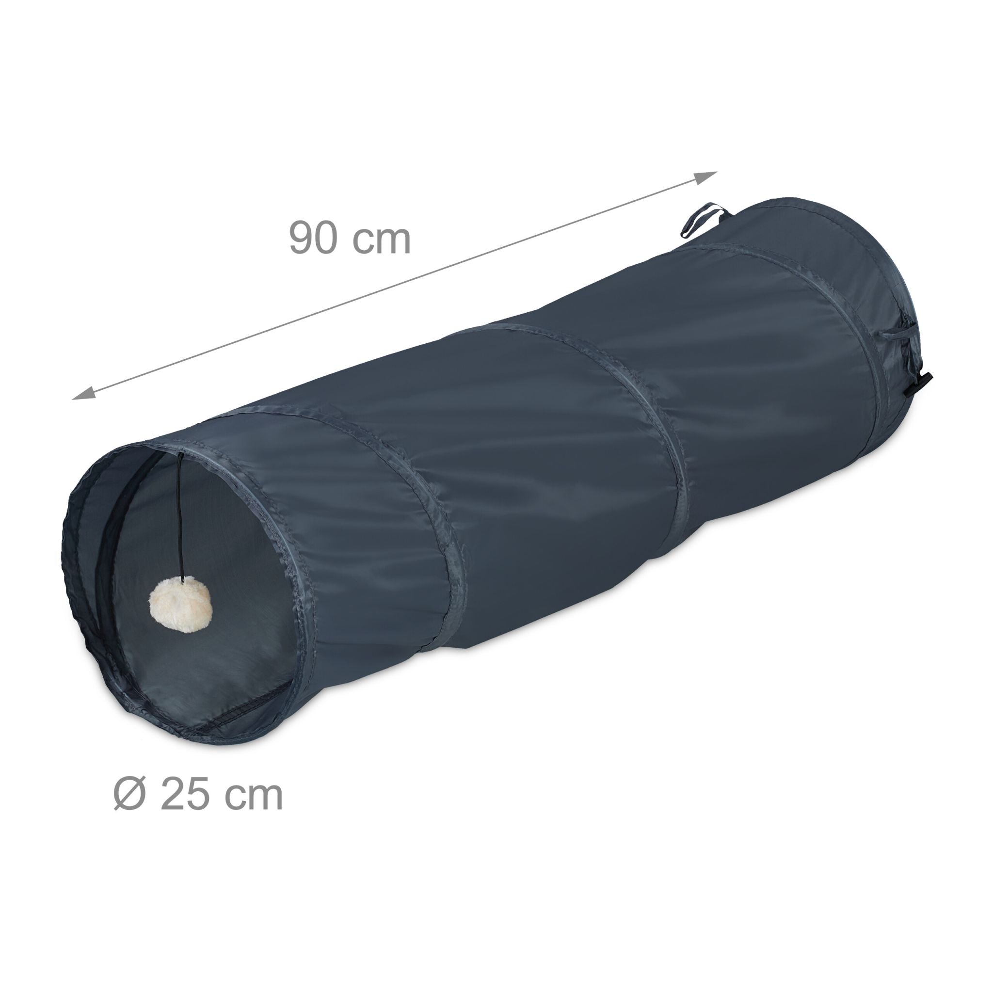 Faltbarer Katzentunnel mit Spielzeug Creme-Grau von Relaxdays
