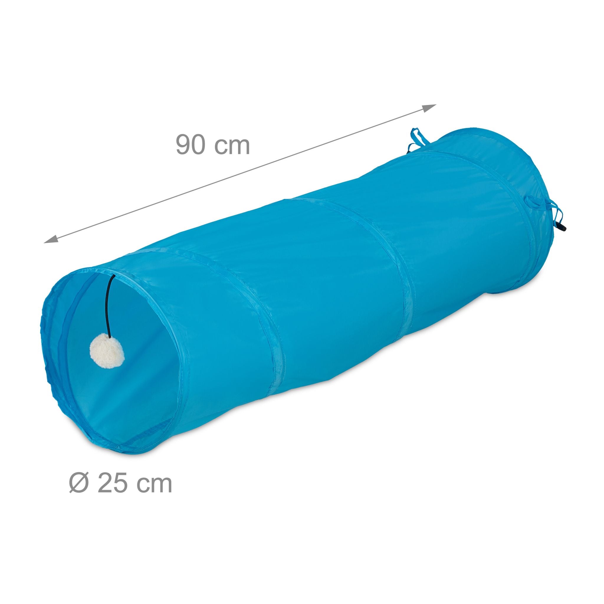 Faltbarer Katzentunnel mit Spielzeug Blau-Creme von Relaxdays