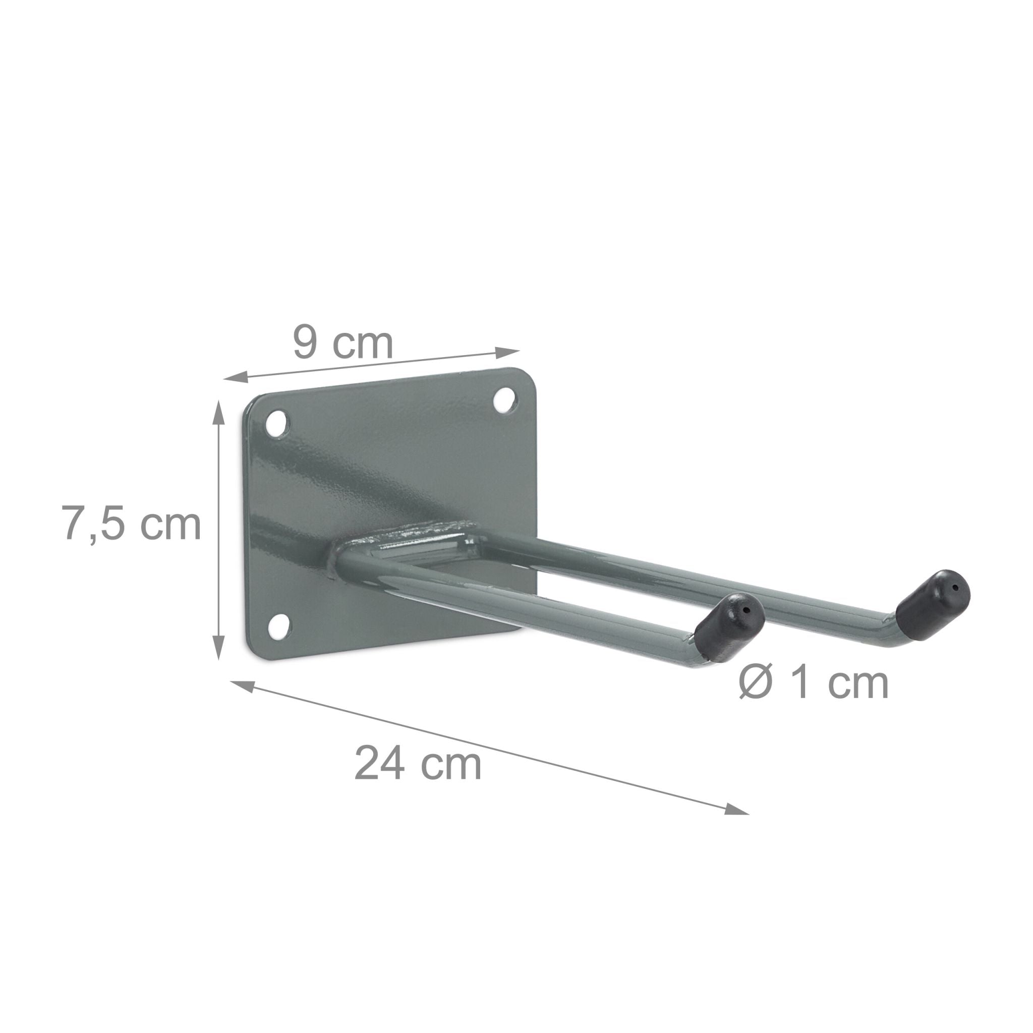Langer Wandhaken 3er-Set Anthrazit-Schwarz von Relaxdays