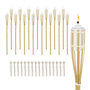 Gartenfackel Bambus 16er-Set Weiss-Creme-Hellbraun von Relaxdays