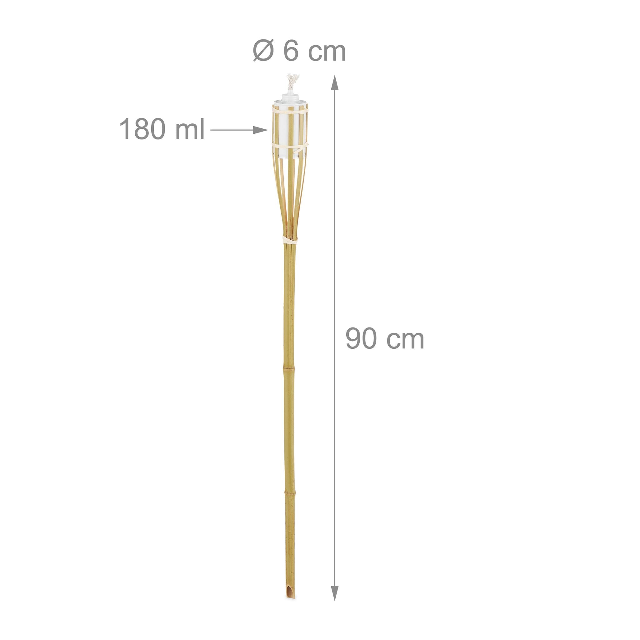 Gartenfackel Bambus 16er-Set Weiss-Creme-Hellbraun von Relaxdays