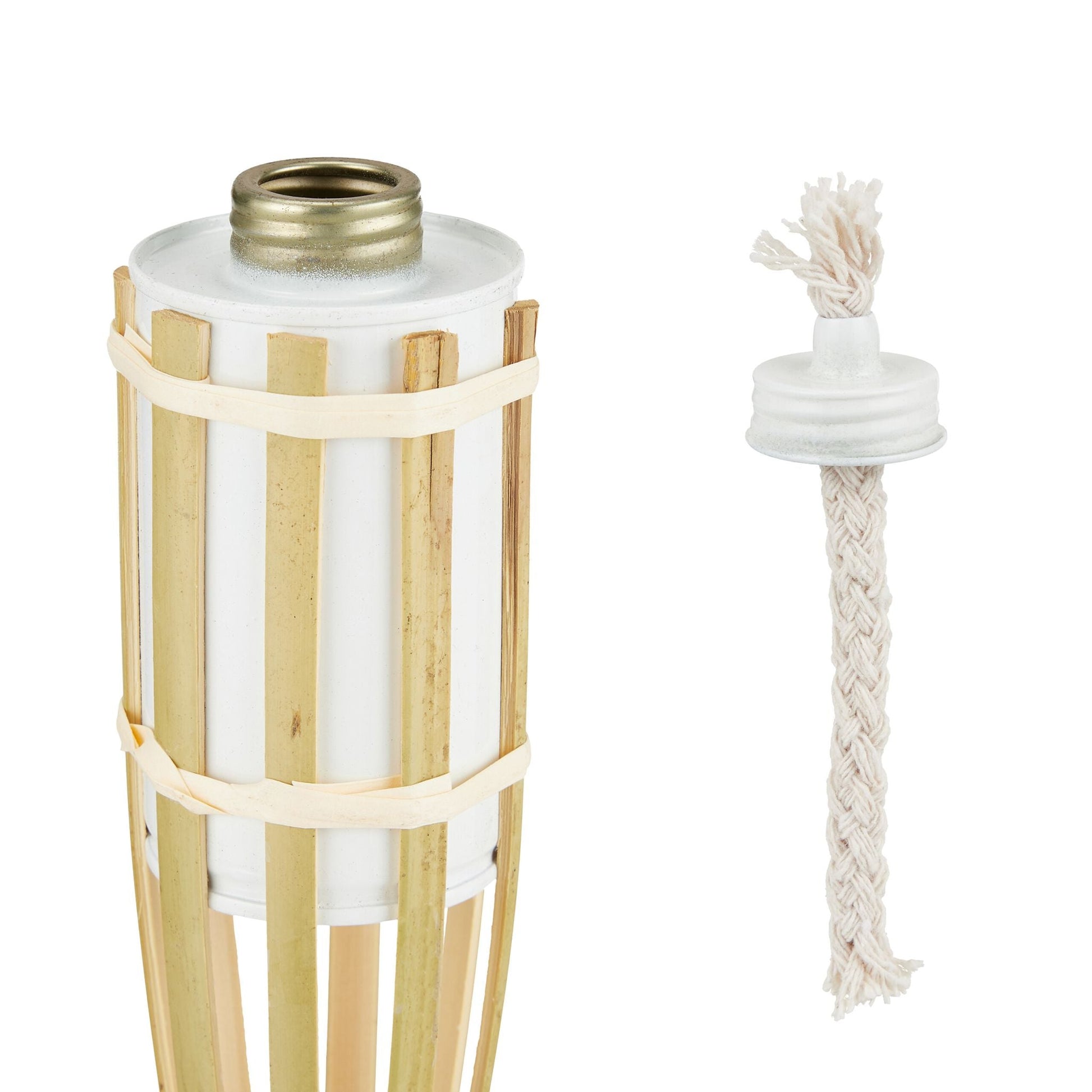 Gartenfackel Bambus 16er-Set Weiss-Creme-Hellbraun von Relaxdays