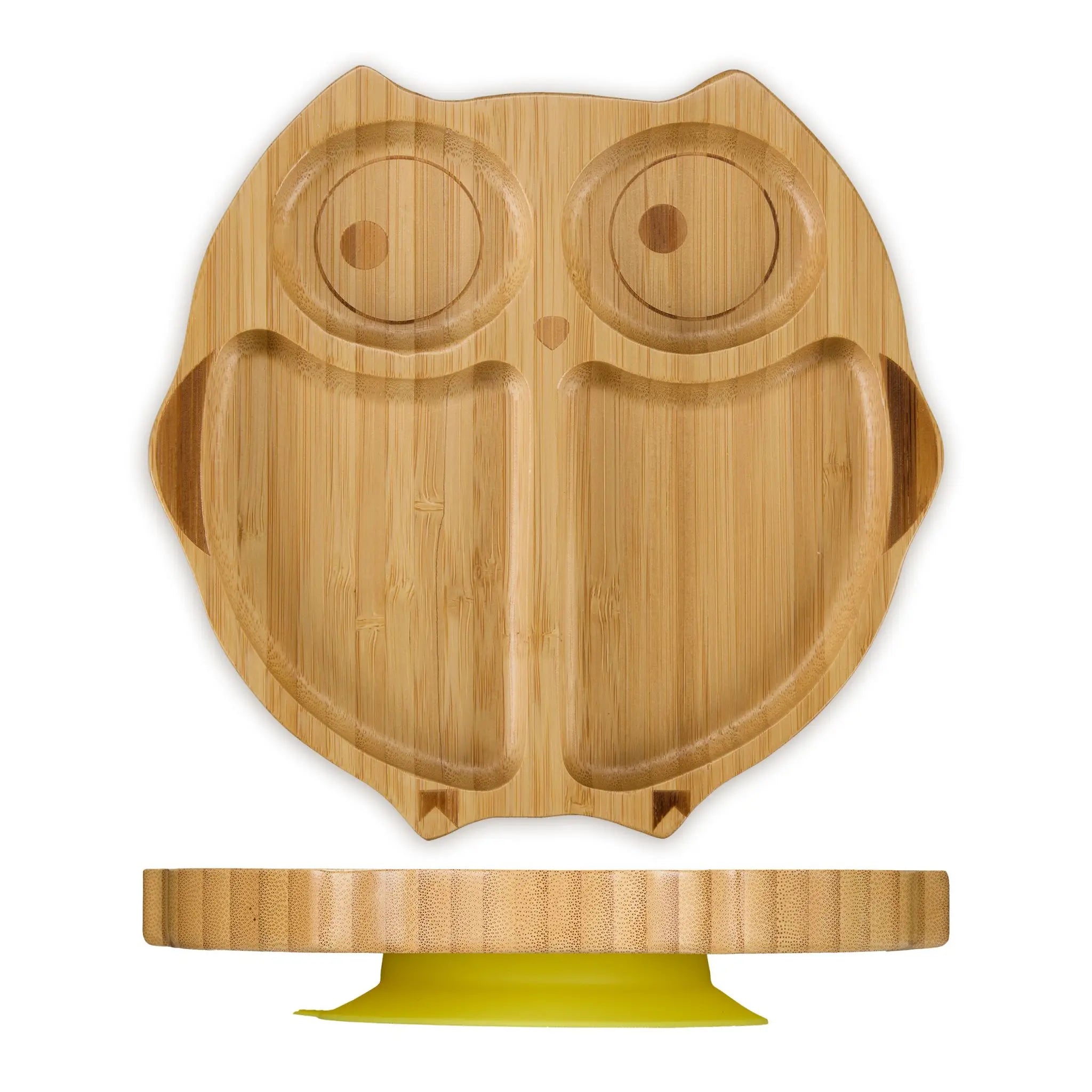 Baby-Teller mit Saugnapf "Eule" Hellbraun von Relaxdays