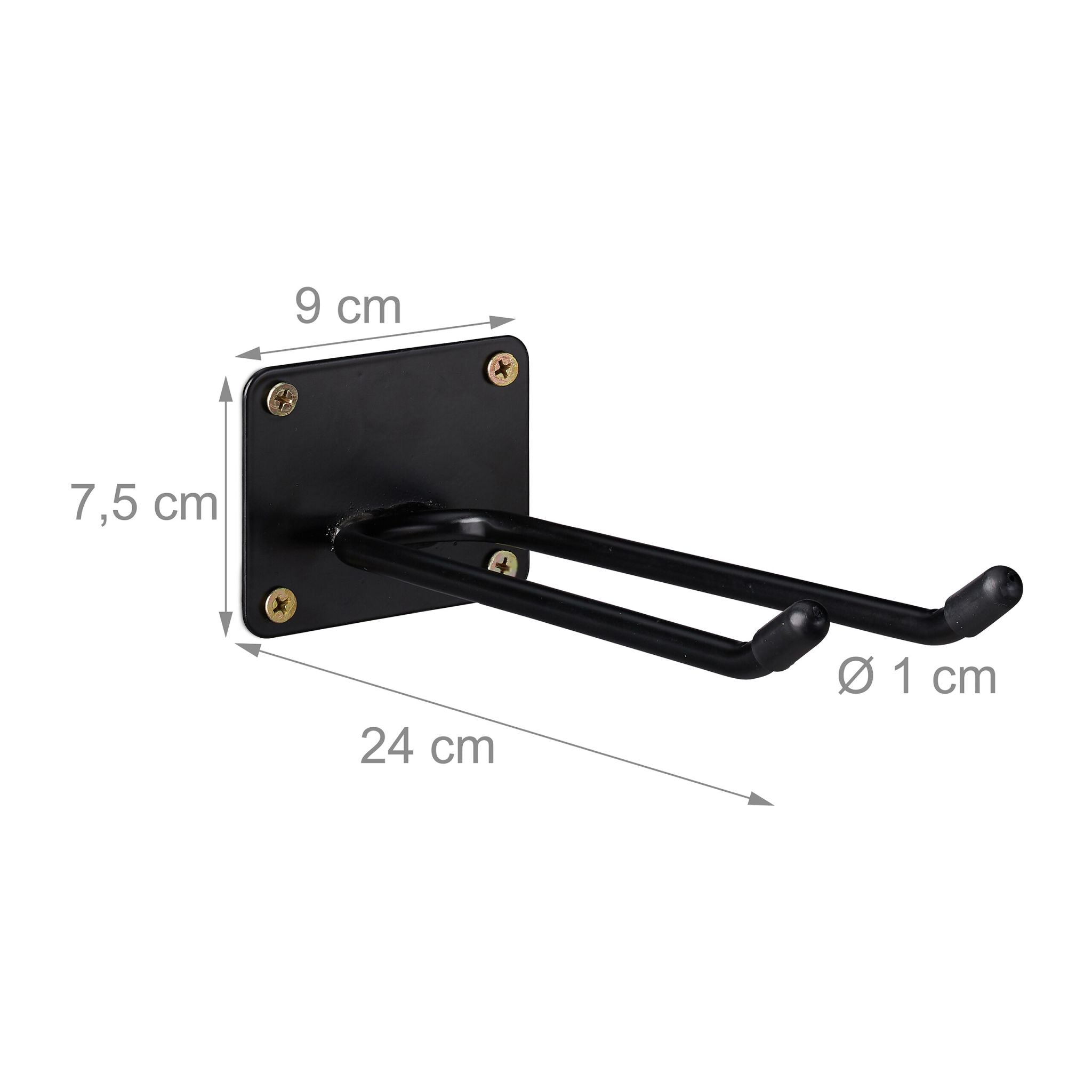 Langer Wandhaken 2er-Set Schwarz von Relaxdays